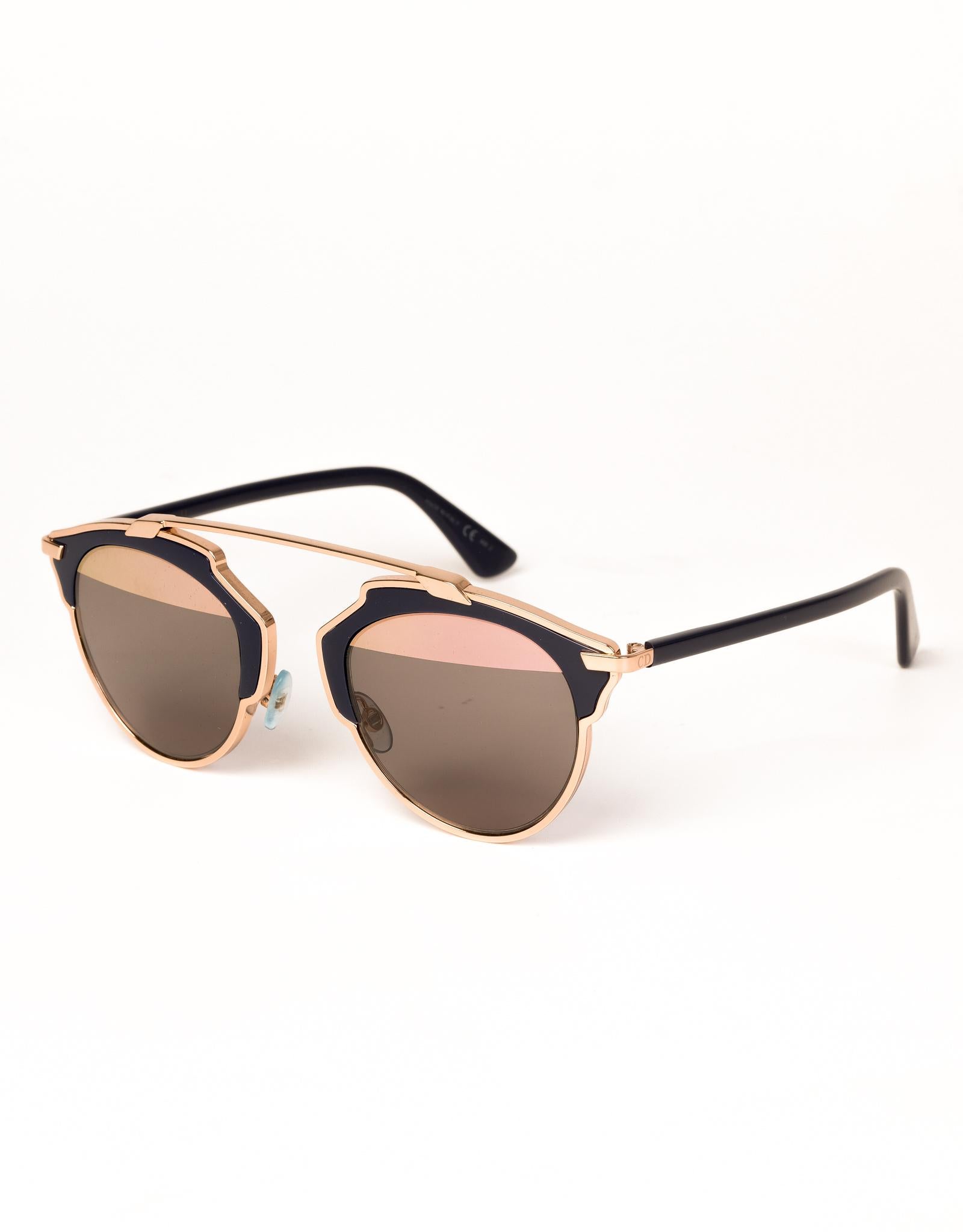 Dior So Real Sunglasses beautifully crafted & made from the finest quality materials & show exquisite detail from any angle. These iconic DIORSOREAL sunglasses are made with lightweight acetate & metal in black and gold. Featuring exquisite detail