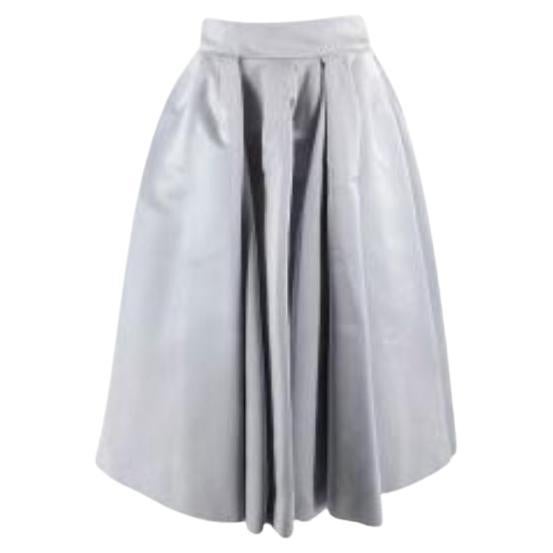 Dior Softest Silver Grey Pleated Silk Midi Skirt For Sale