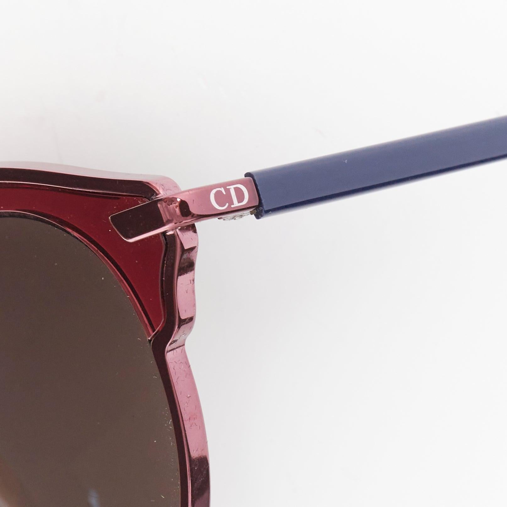 DIOR SoReal NSZL3 burgundy blue metal bridge aviator sunglasses
Reference: WYHI/A00001
Brand: Dior
Model: SoReal NSZL3
Material: Metal
Color: Pink, Blue
Pattern: Solid
Closure: Slip On
Extra Details: CD logo at sides.
Made in: