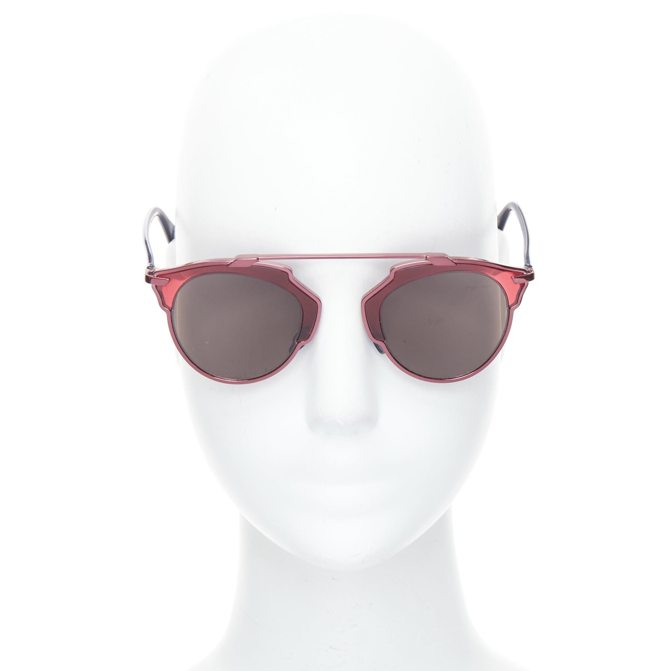 Red DIOR SoReal NSZL3 burgundy blue metal bridge aviator sunglasses For Sale