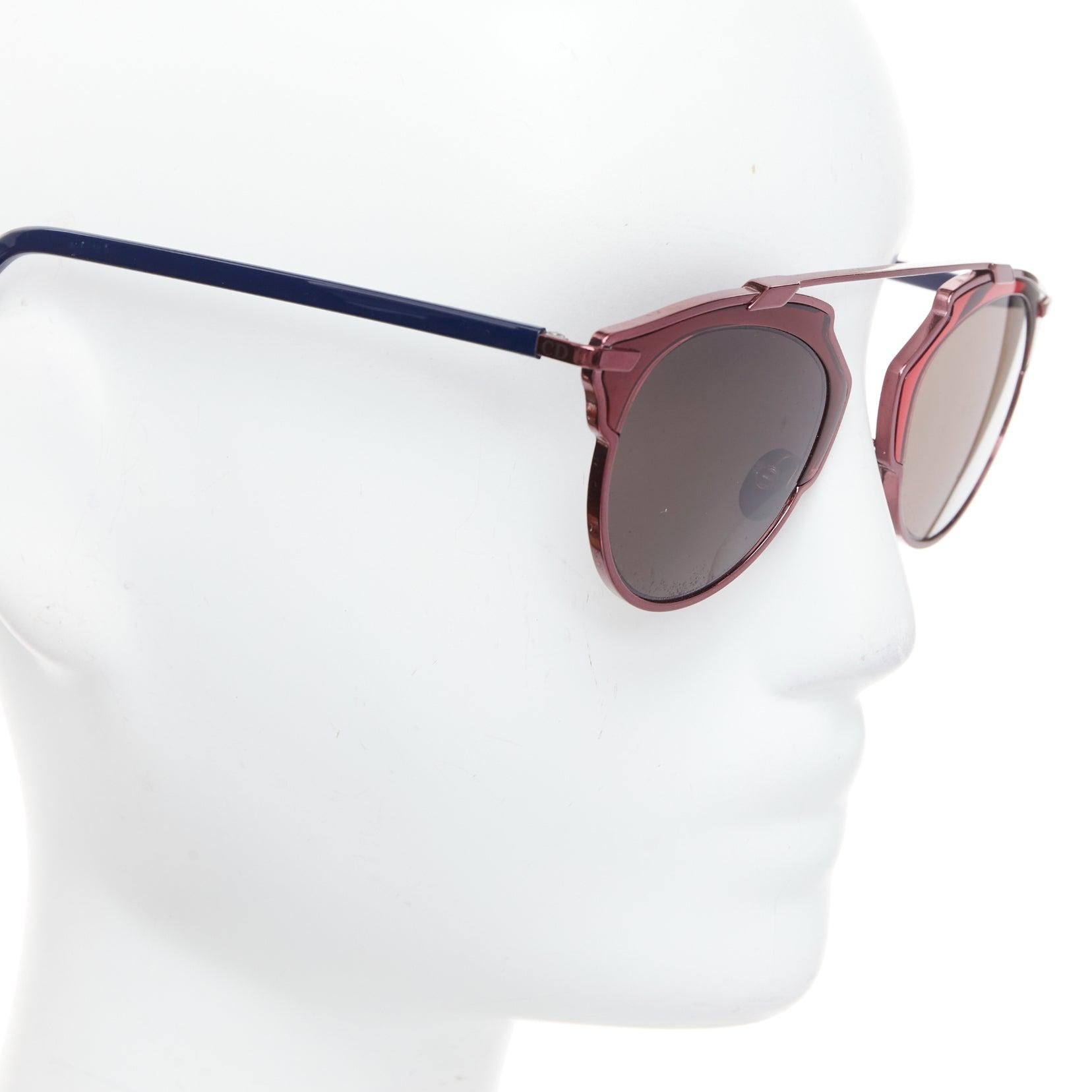 DIOR SoReal NSZL3 burgundy blue metal bridge aviator sunglasses For Sale 1