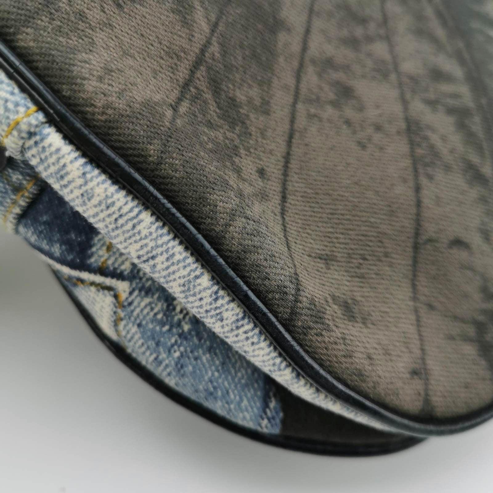 Dior Speedway Denim Print Double Saddle Handbag Vintage 8