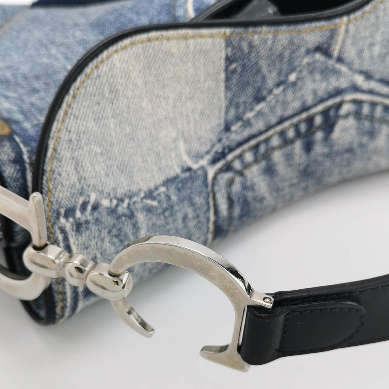 Dior Speedway Denim Print Double Saddle Handbag Vintage 11