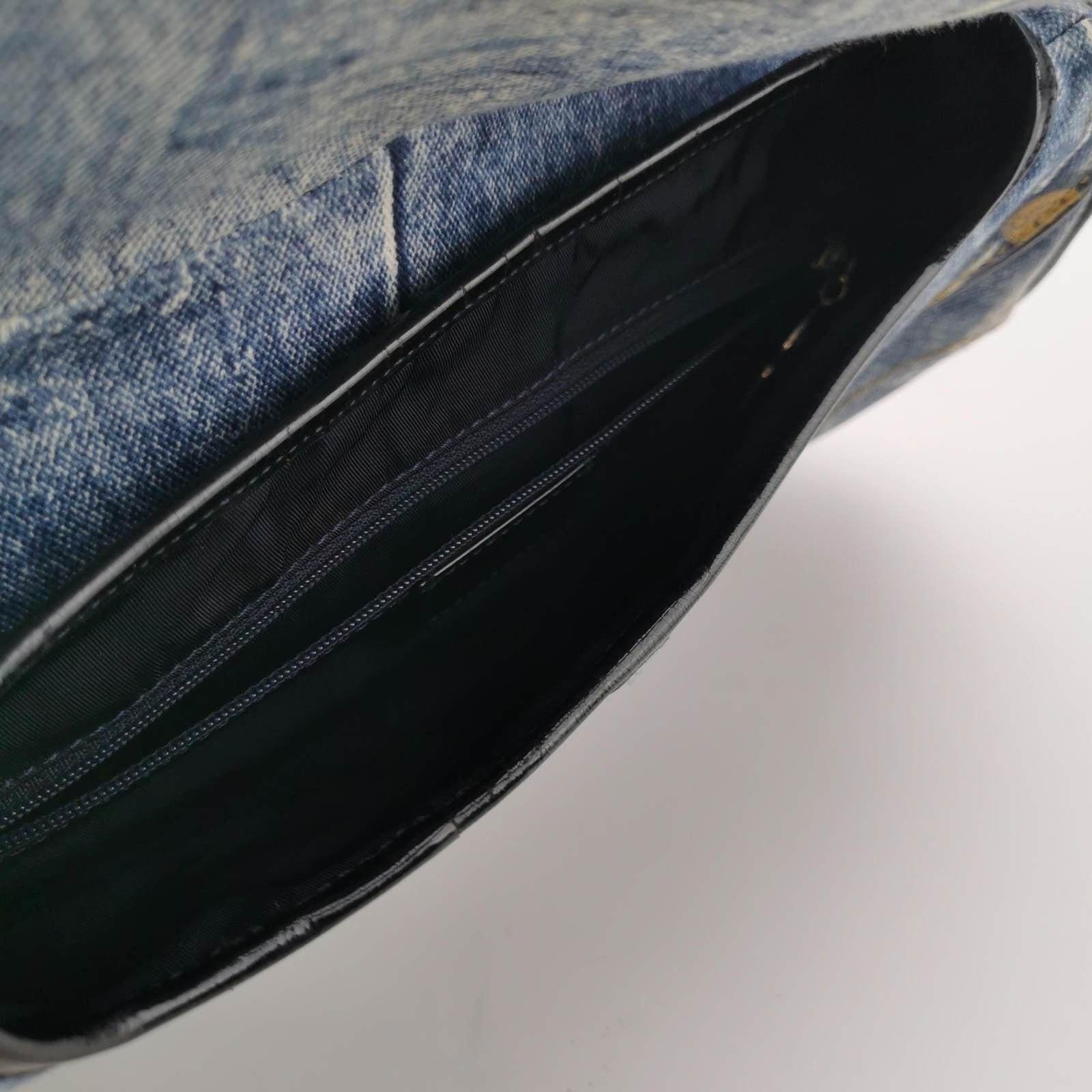 Dior Speedway Denim Print Double Saddle Handbag Vintage 2
