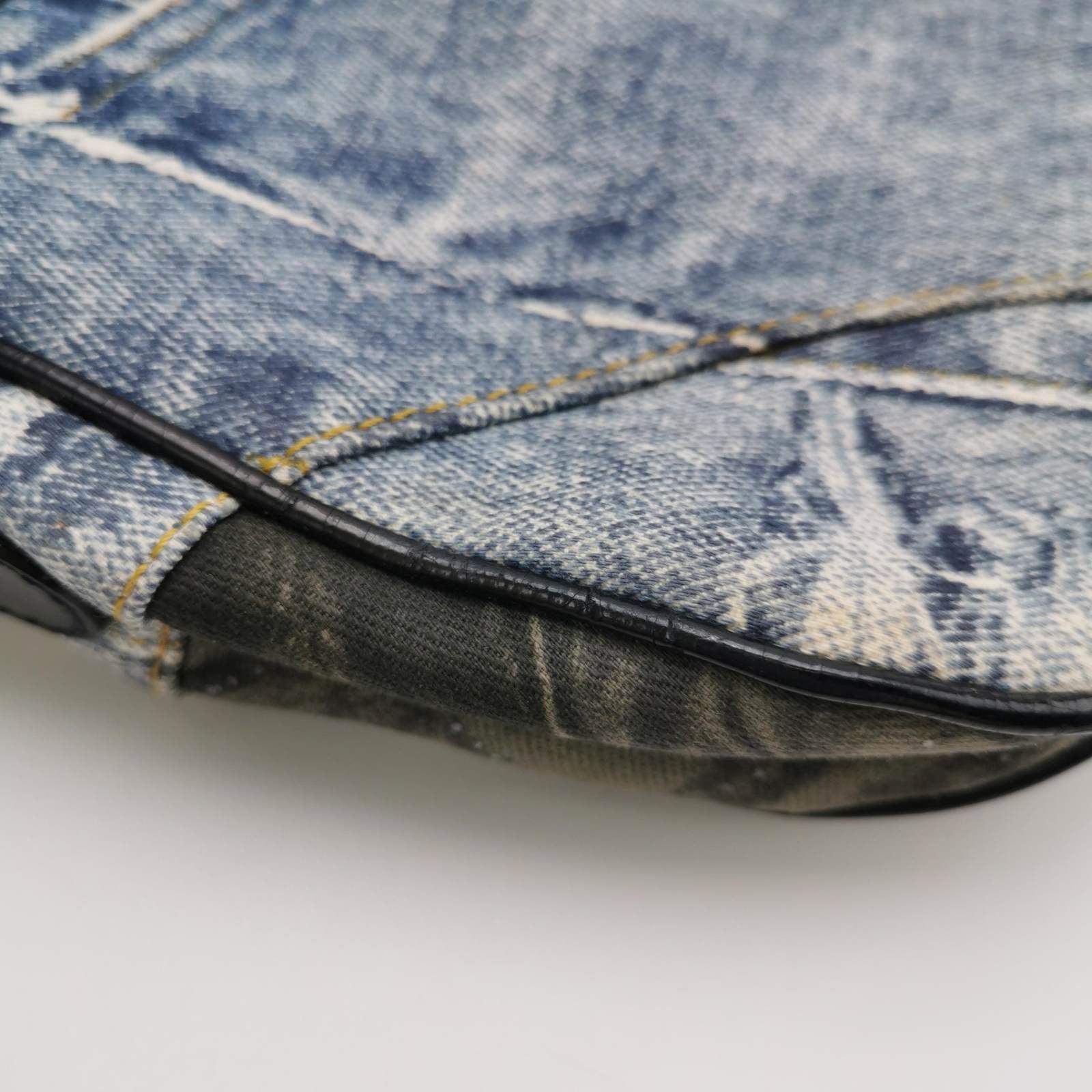 Dior Speedway Denim Print Double Saddle Handbag Vintage 5