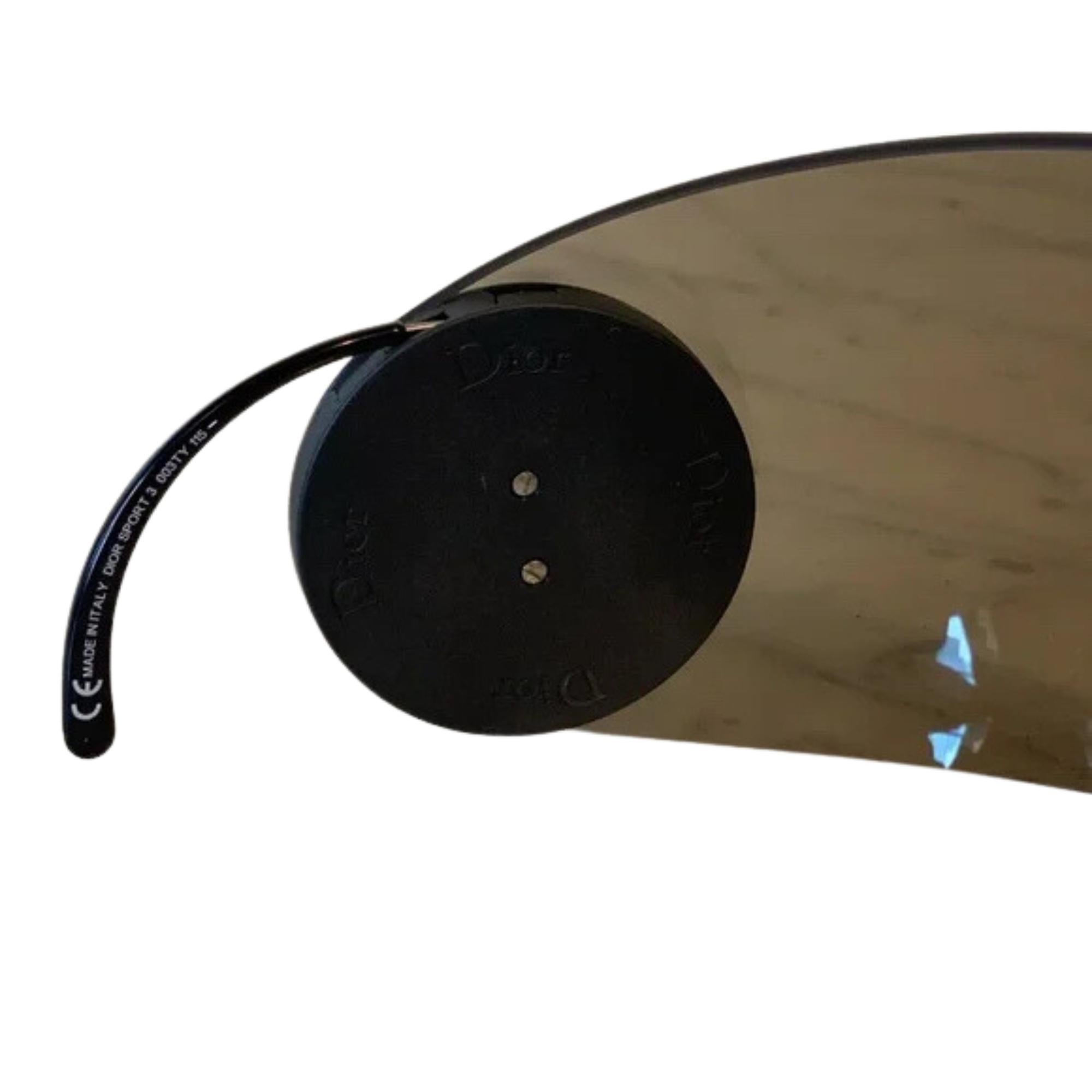 Women's or Men's Dior Sport 3 Retractable Arms Black Shield Sunglasses