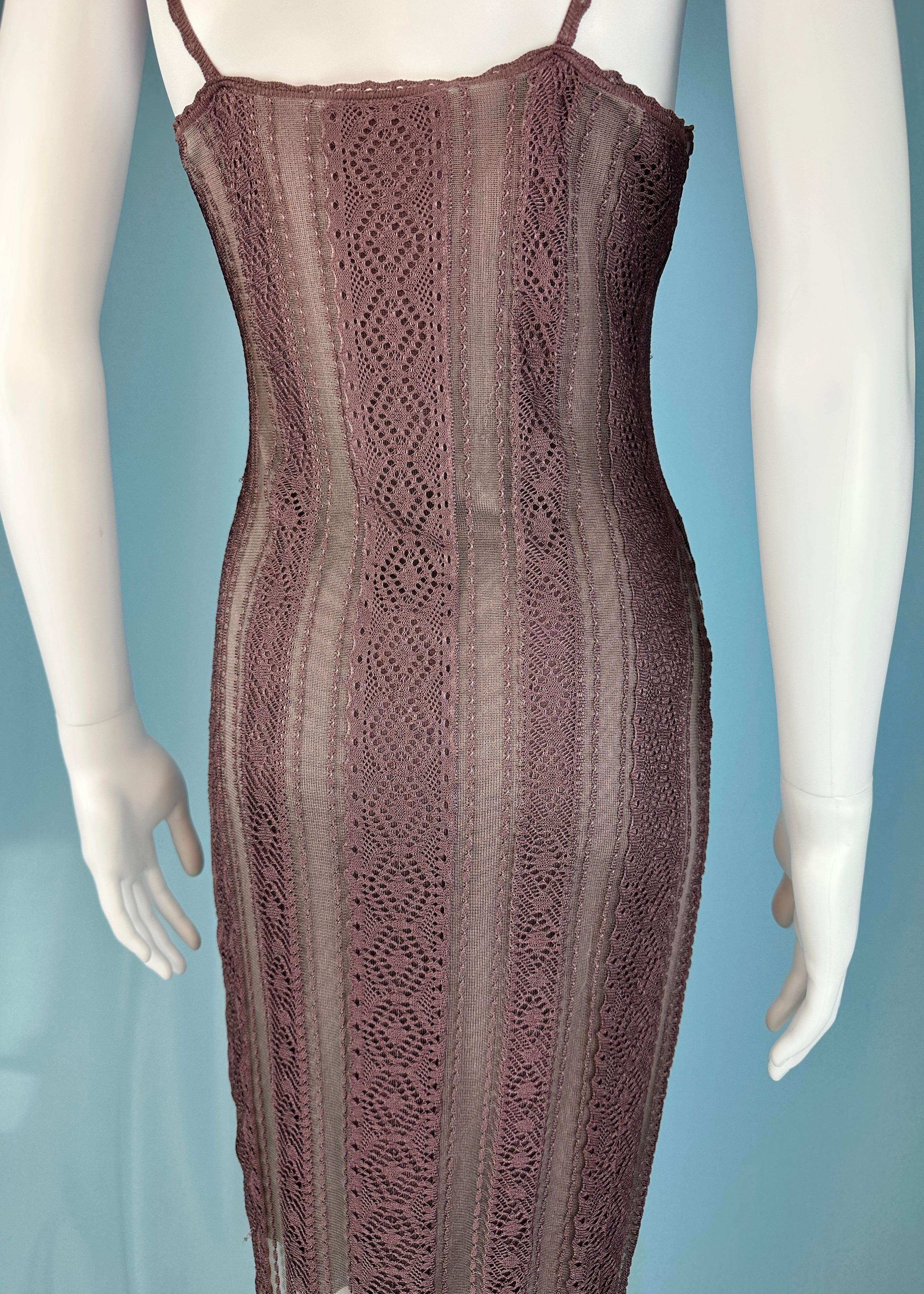 Dior Spring 2000 Purple Mesh Knit Dress In Good Condition For Sale In Hertfordshire, GB