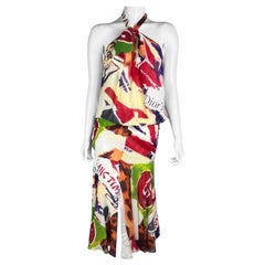 Dior Frühjahr 2003 RTW Seidenkleid mit Victim-Print