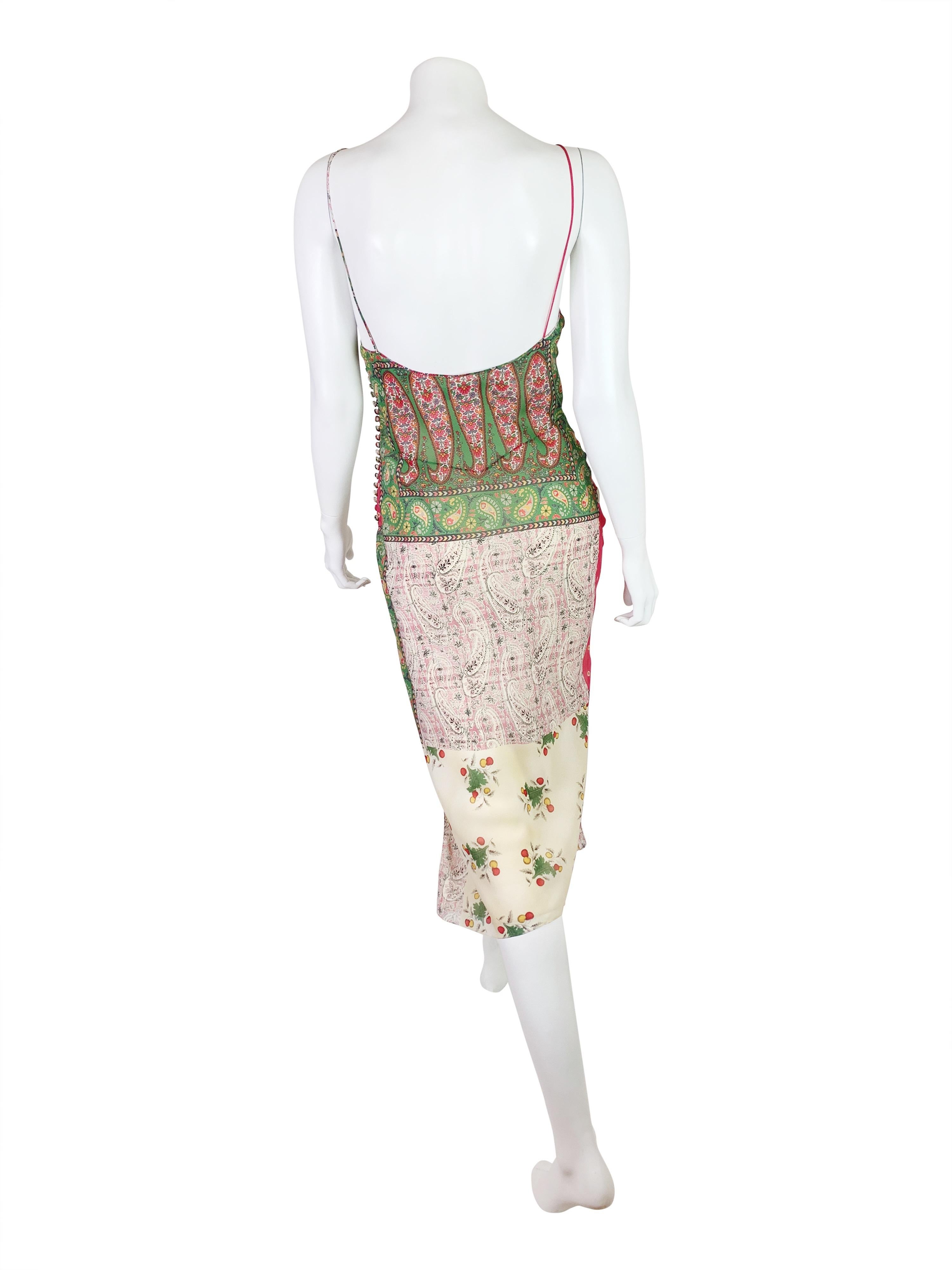 Dior Spring 2004 RTW Patchwork Print Silk Dress In Excellent Condition In Prague, CZ