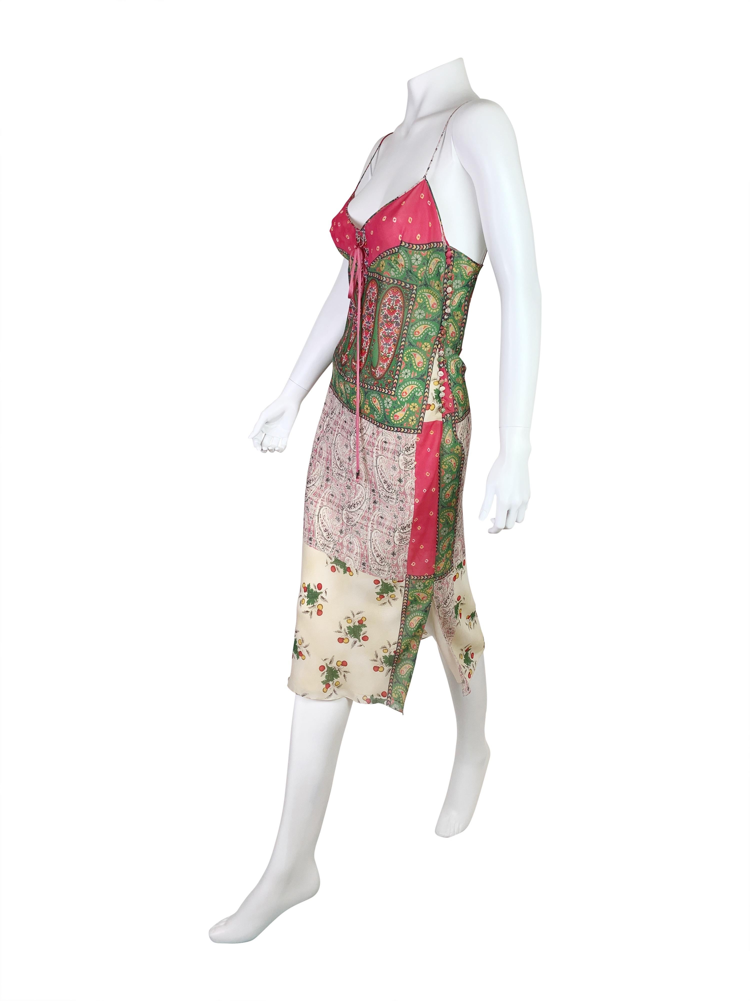 Women's Dior Spring 2004 RTW Patchwork Print Silk Dress