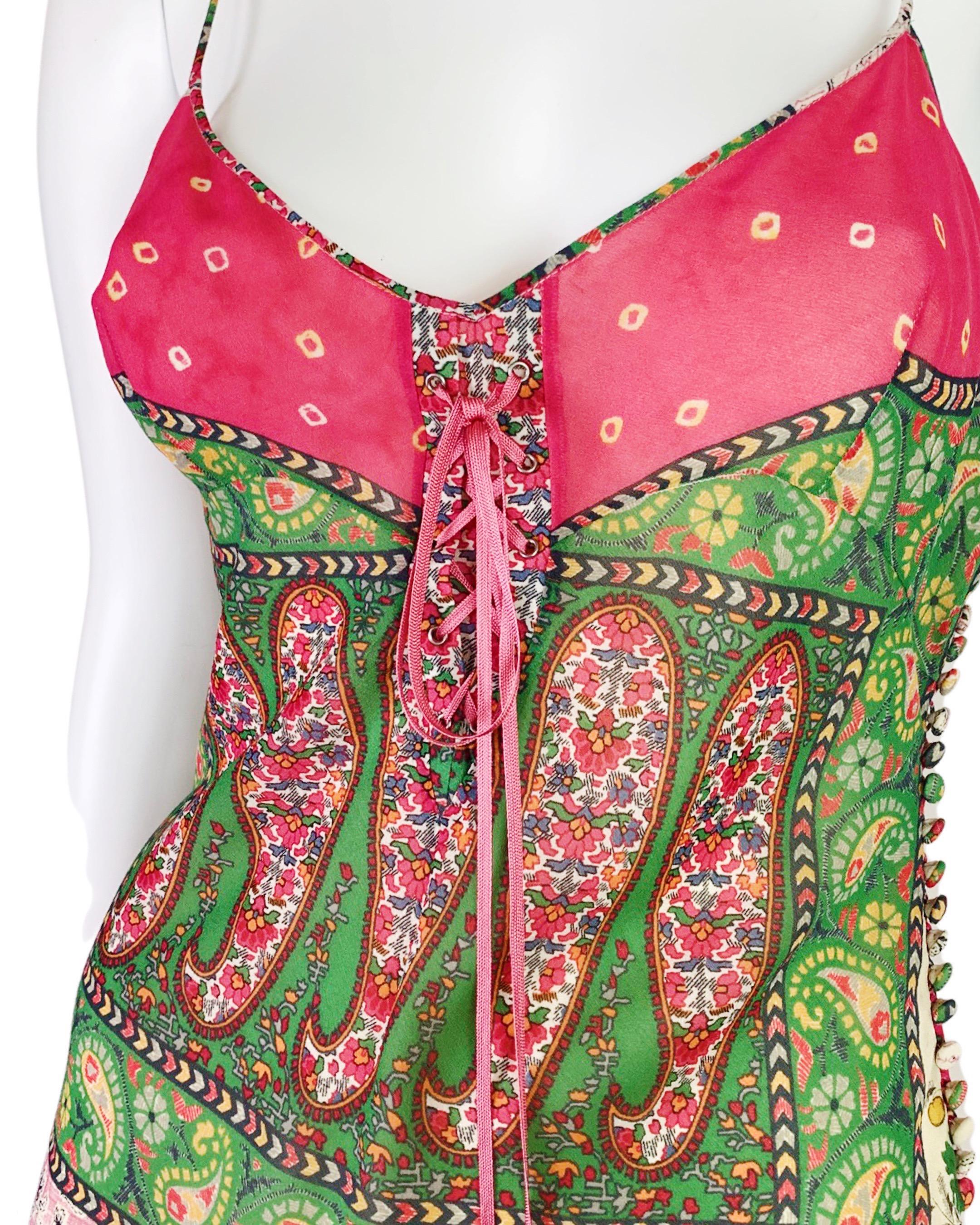 Dior Spring 2004 RTW Patchwork Print Silk Dress 1