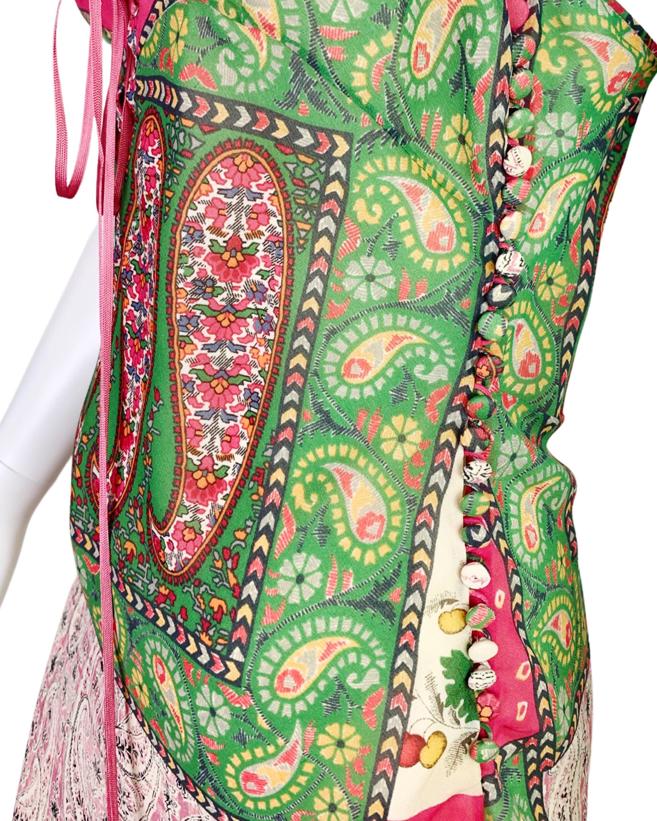 Dior Spring 2004 RTW Patchwork Print Silk Dress 2