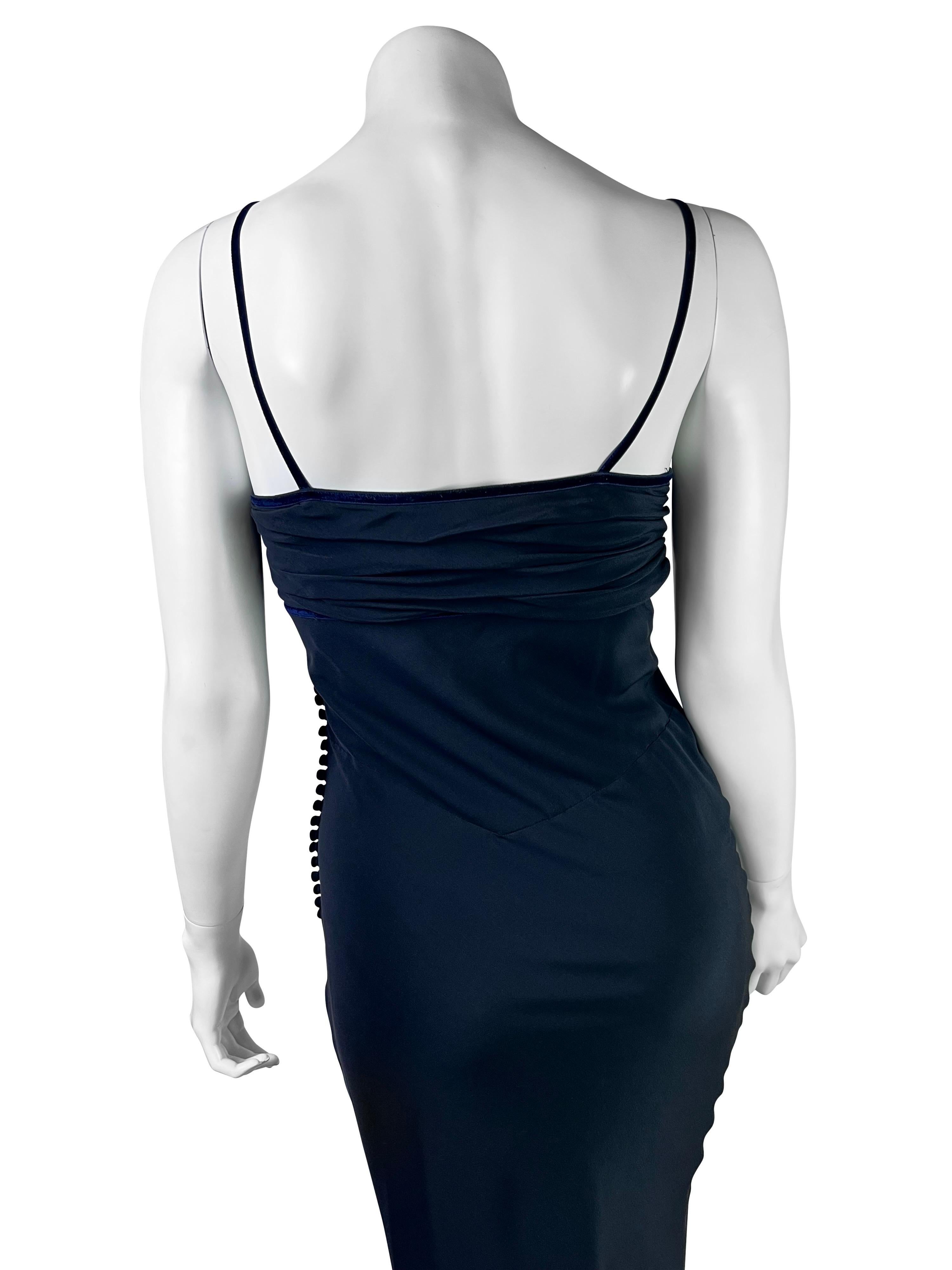 Vestido de seda azul oscuro Dior Primavera 2006 en Excelente Estado en Prague, CZ