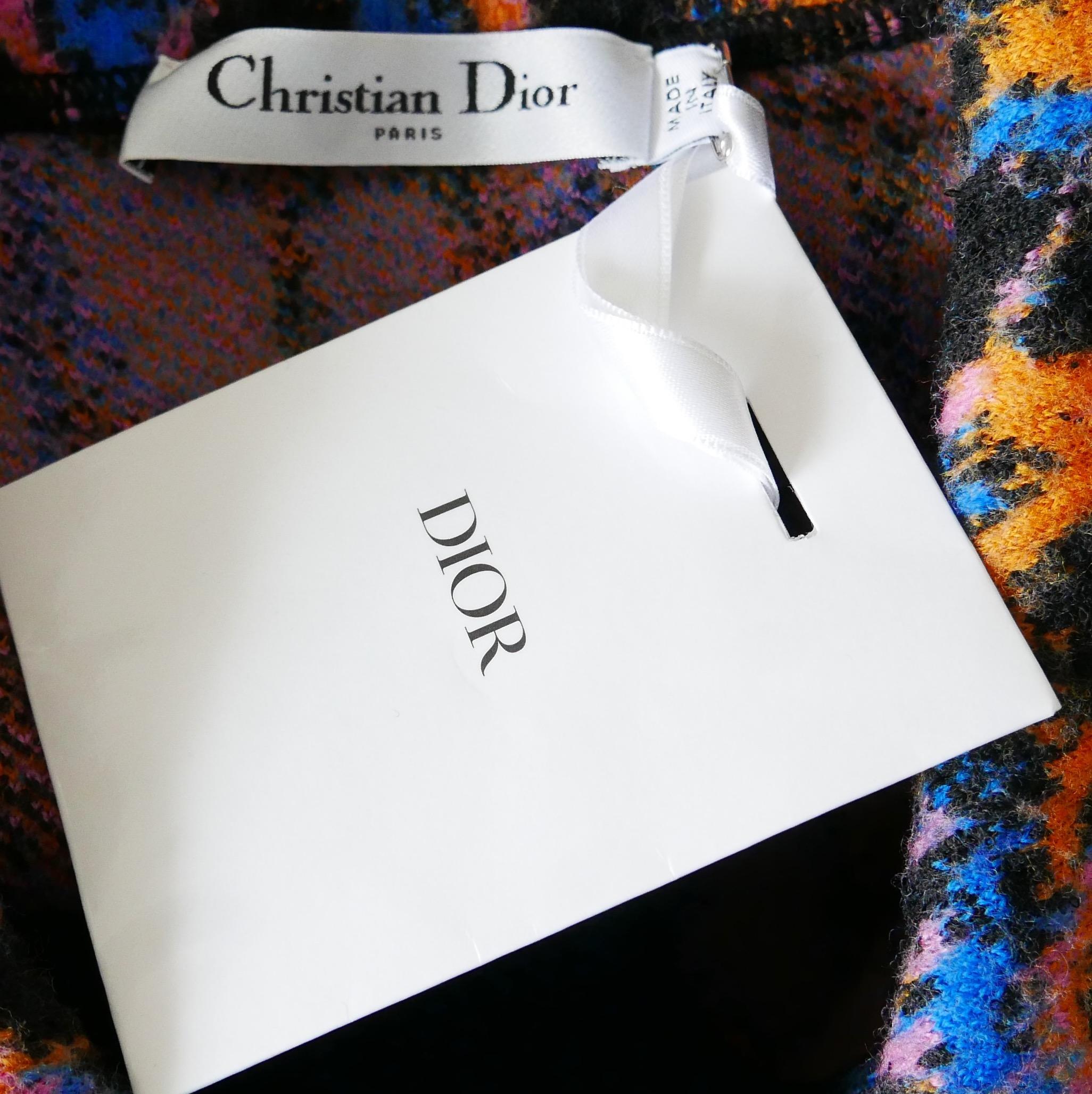 Dior SS22 Leopard Neon Logo Wool Jacket For Sale 2