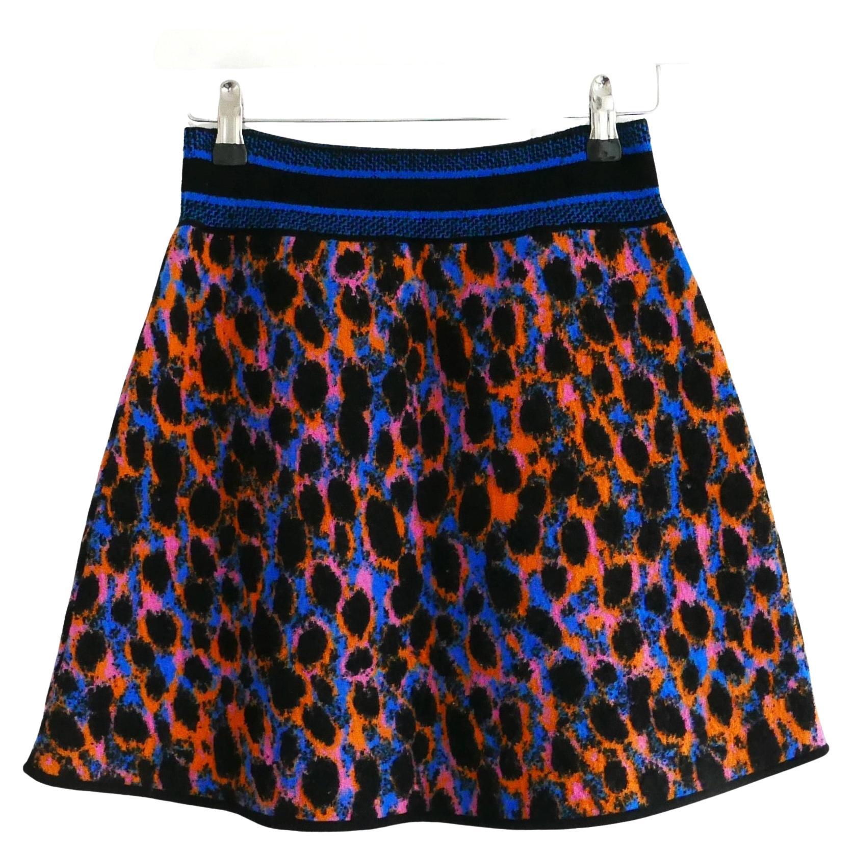 Dior SS22 Leopard Neon Logo Wool Skirt For Sale