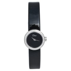 Montre-bracelet La De Dior pour femme 19 mm en acier inoxydable, cuir et diamants