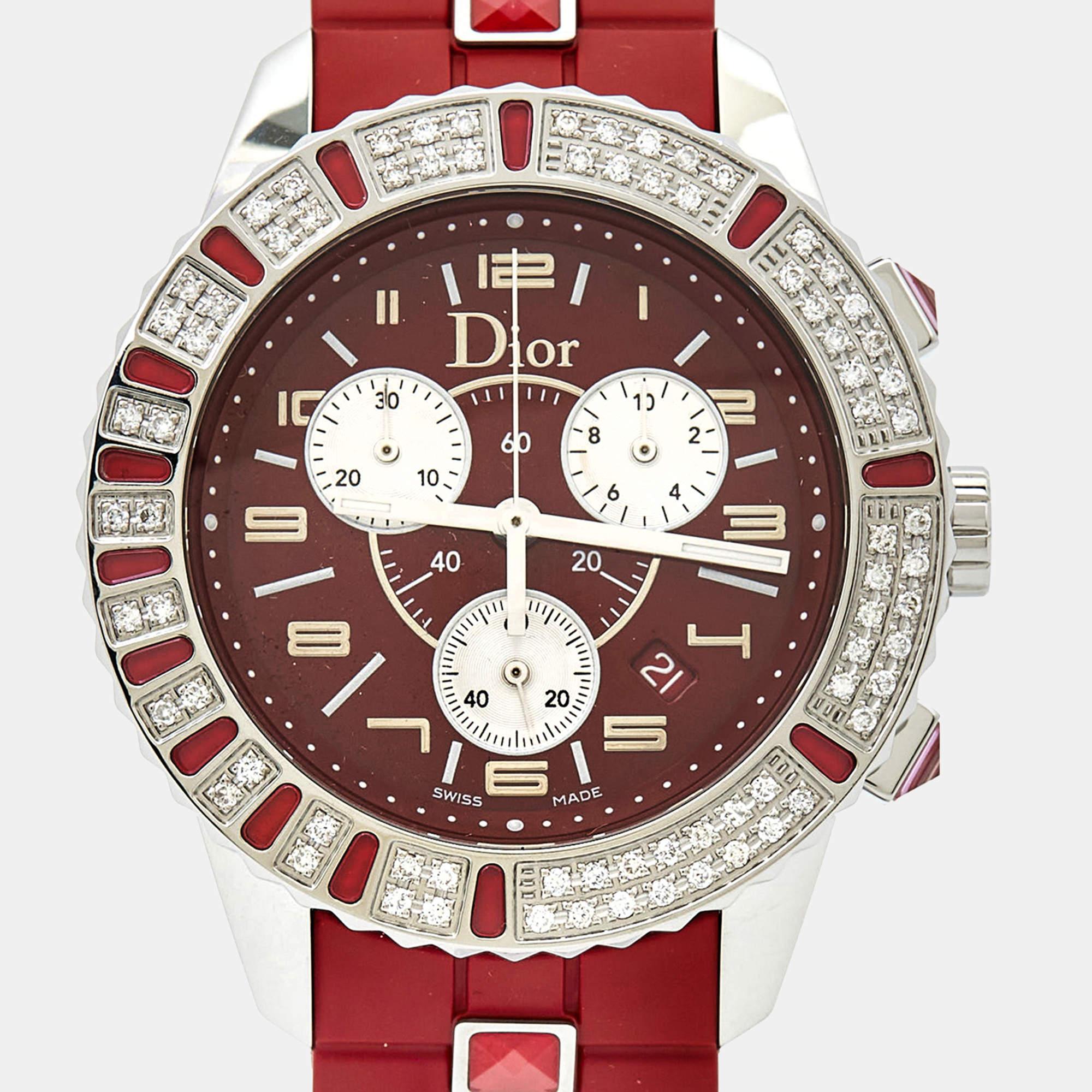 Dior Stainless Steel Diamond Rubber Christal  Women's Wristwatch 38 mm 6