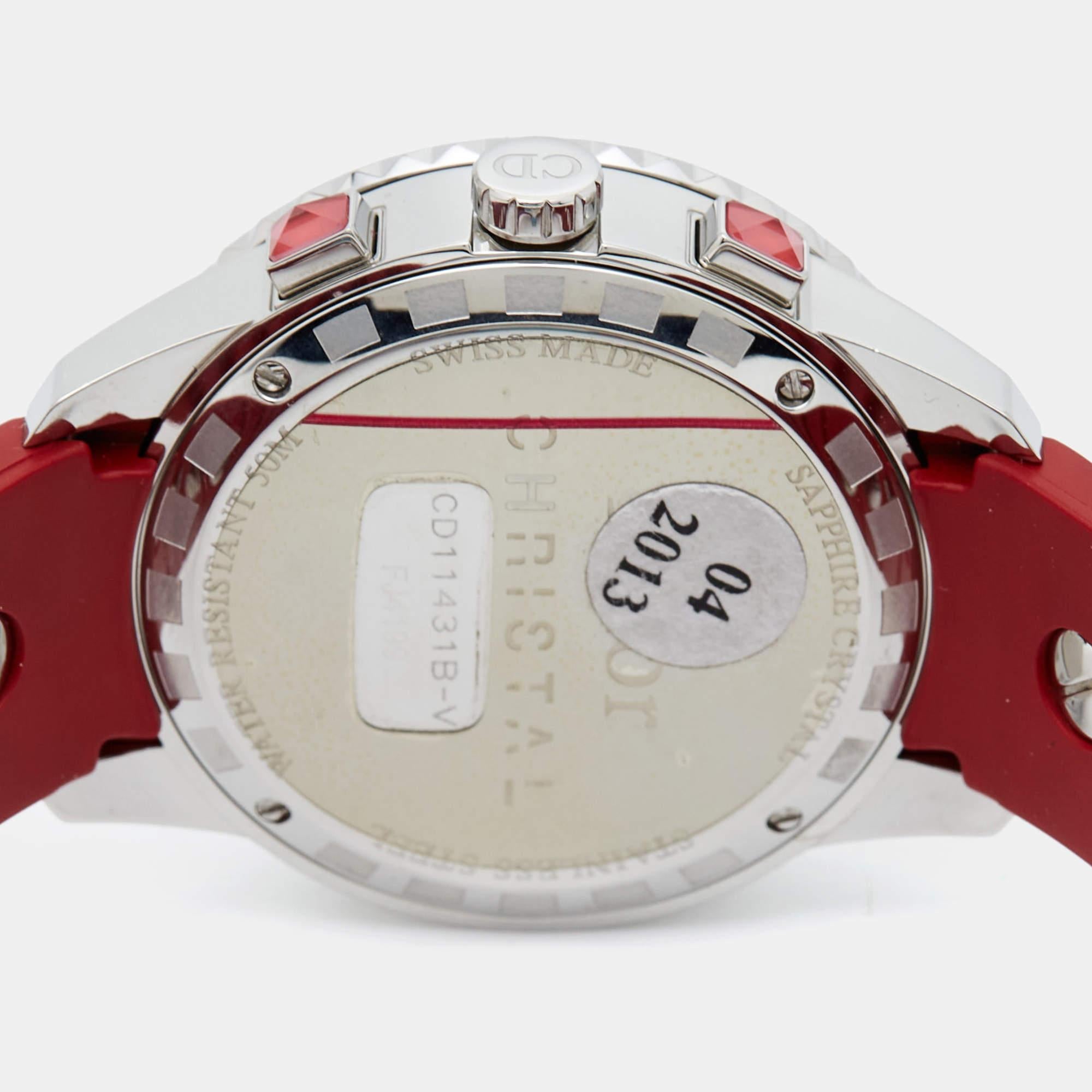 Contemporary Dior Stainless Steel Diamond Rubber Christal  Women's Wristwatch 38 mm
