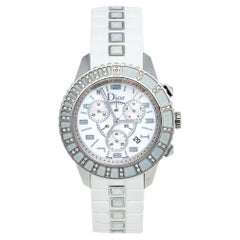 Dior Stainless Steel Diamond Rubber Christal Women's Wristwatch 38 mm