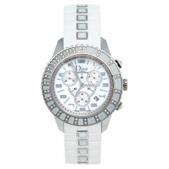 Dior Montre-bracelet Christal en acier inoxydable et caoutchouc avec diamants, pour femmes, 38 mm