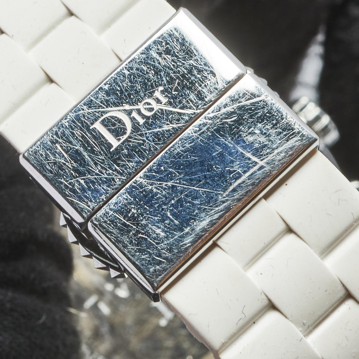 Dior Stainless Steel Rubber Diamonds Christal Women's Wristwatch 38 mm 1