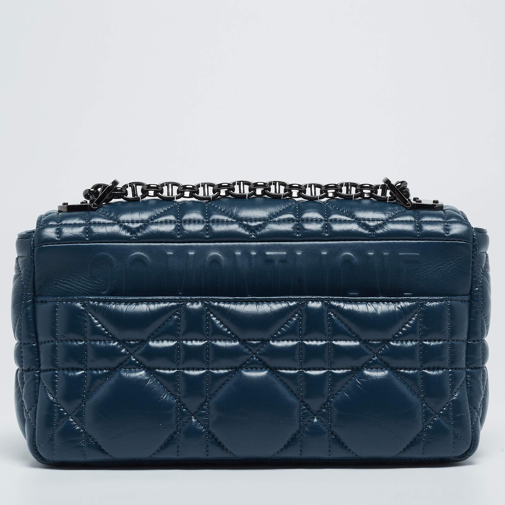 Dior Steel Blue Quilted Leather Medium Caro Shoulder Bag 6