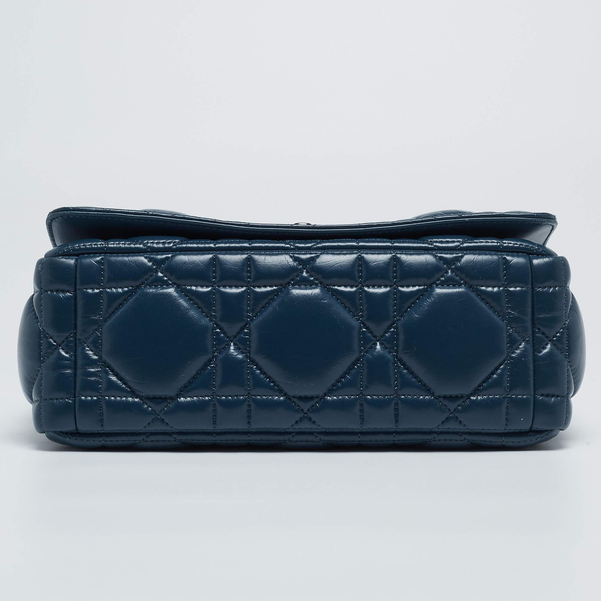 Dior Steel Blue Quilted Leather Medium Caro Shoulder Bag 7