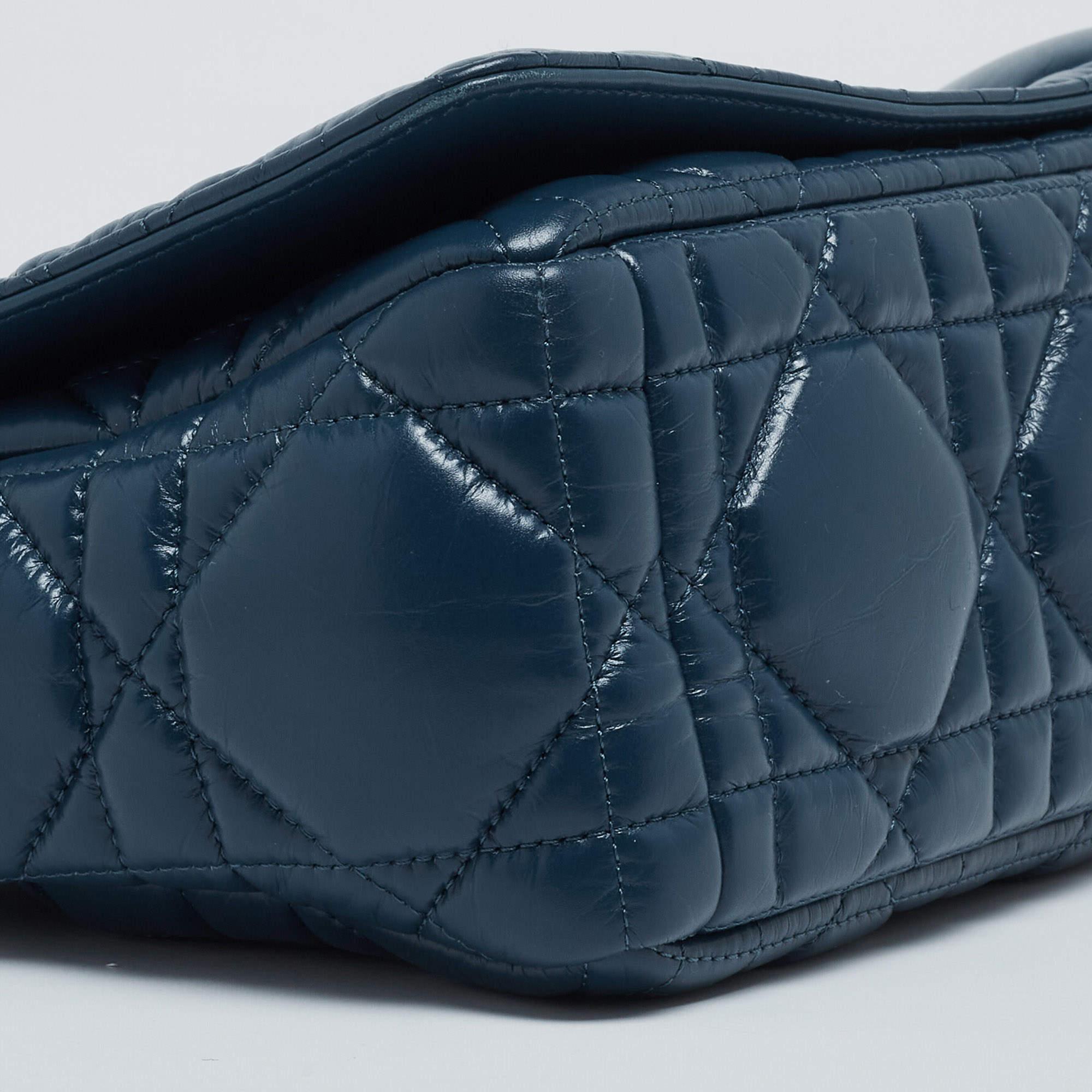 Dior Steel Blue Quilted Leather Medium Caro Shoulder Bag 8