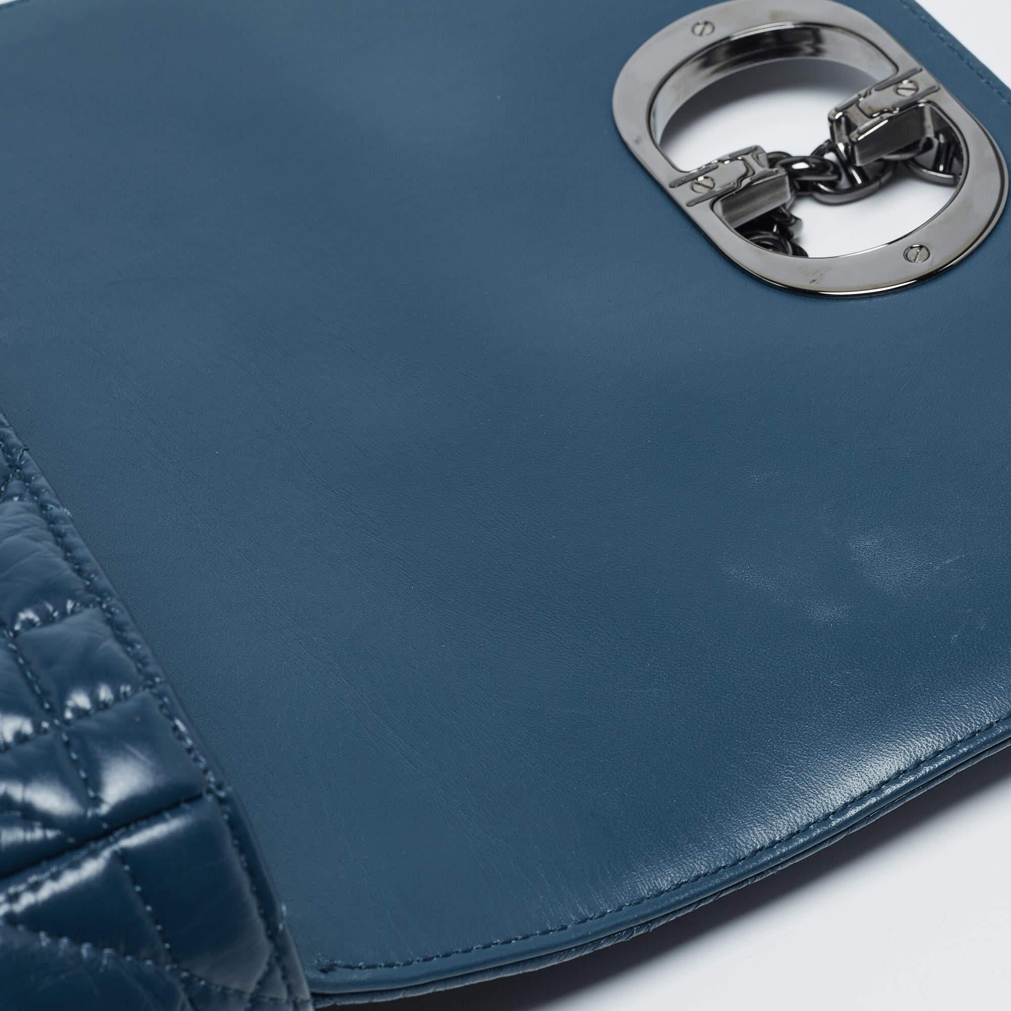 Dior Steel Blue Quilted Leather Medium Caro Shoulder Bag 9