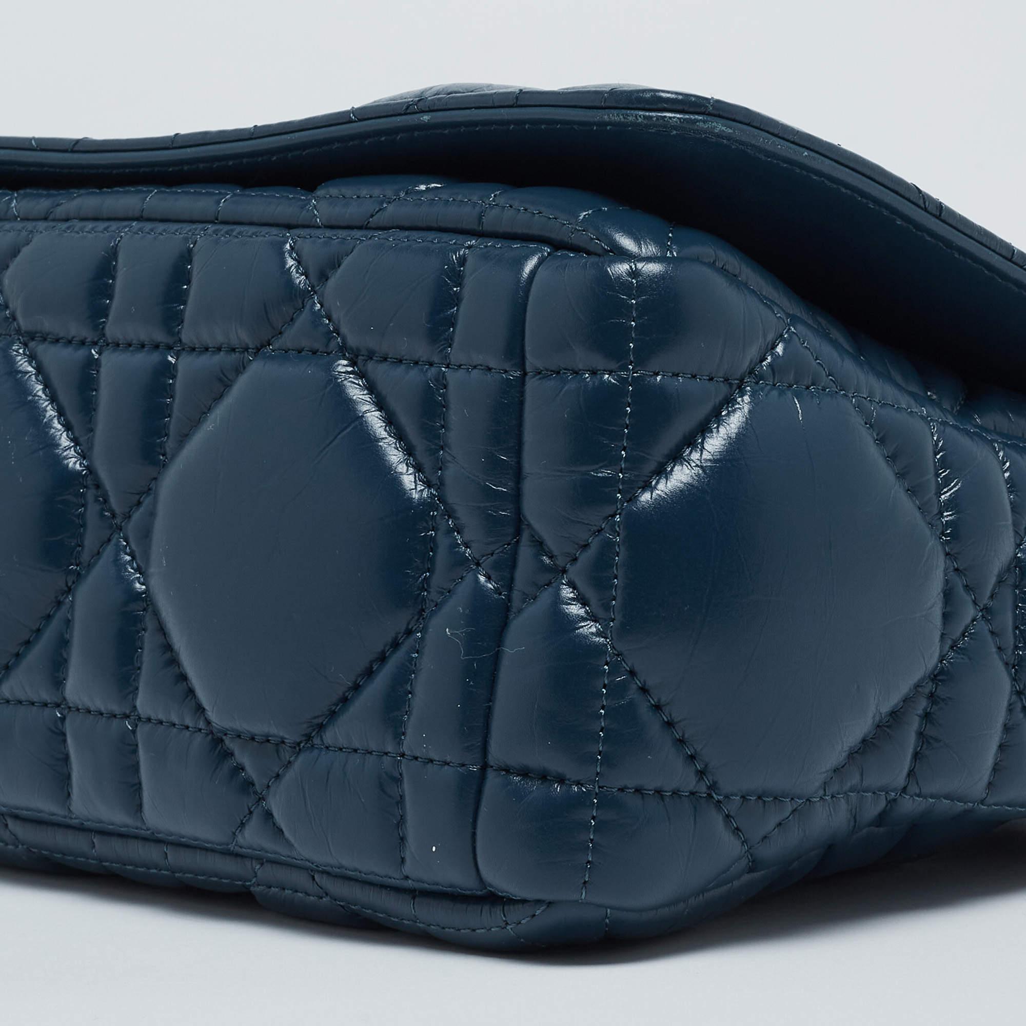 Dior Steel Blue Quilted Leather Medium Caro Shoulder Bag 11
