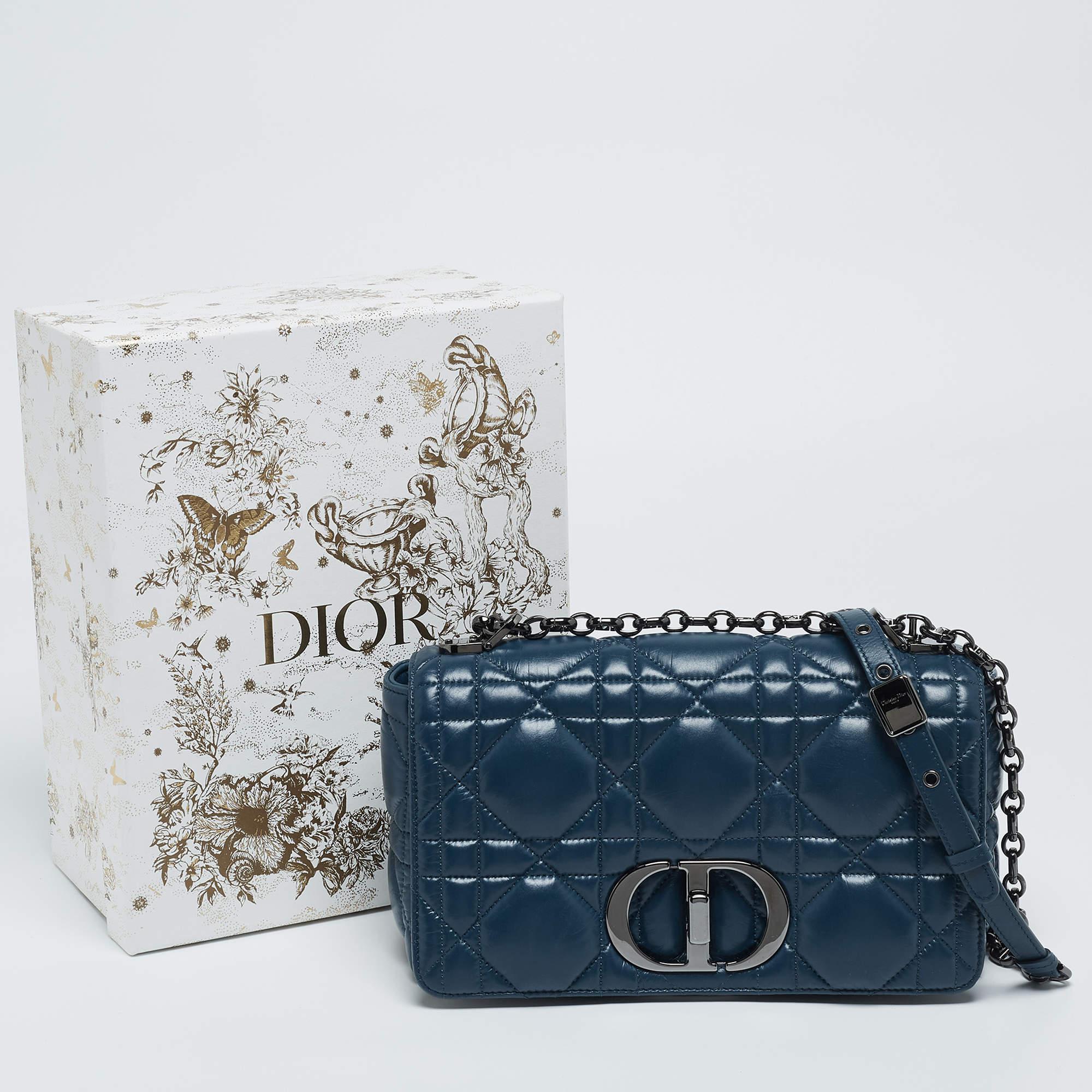 Dior Steel Blue Quilted Leather Medium Caro Shoulder Bag 12