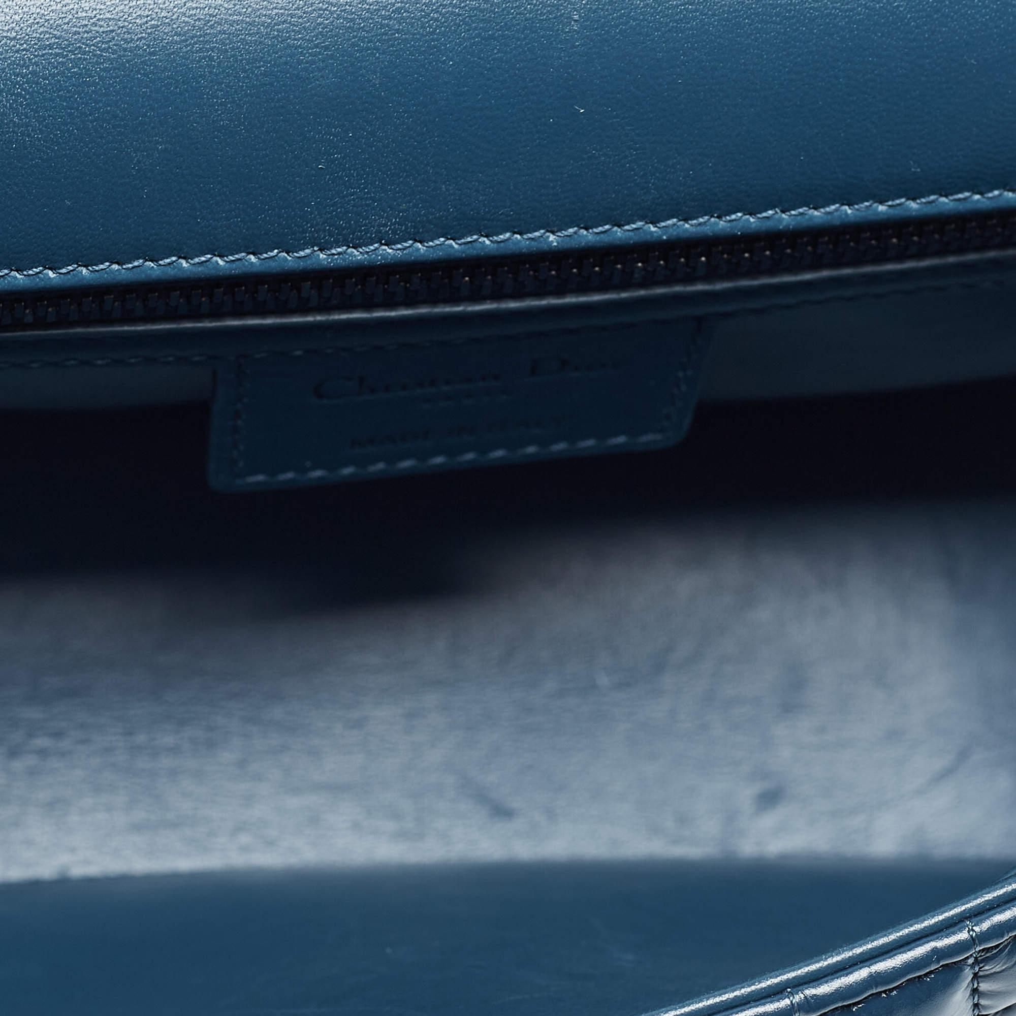 Women's Dior Steel Blue Quilted Leather Medium Caro Shoulder Bag
