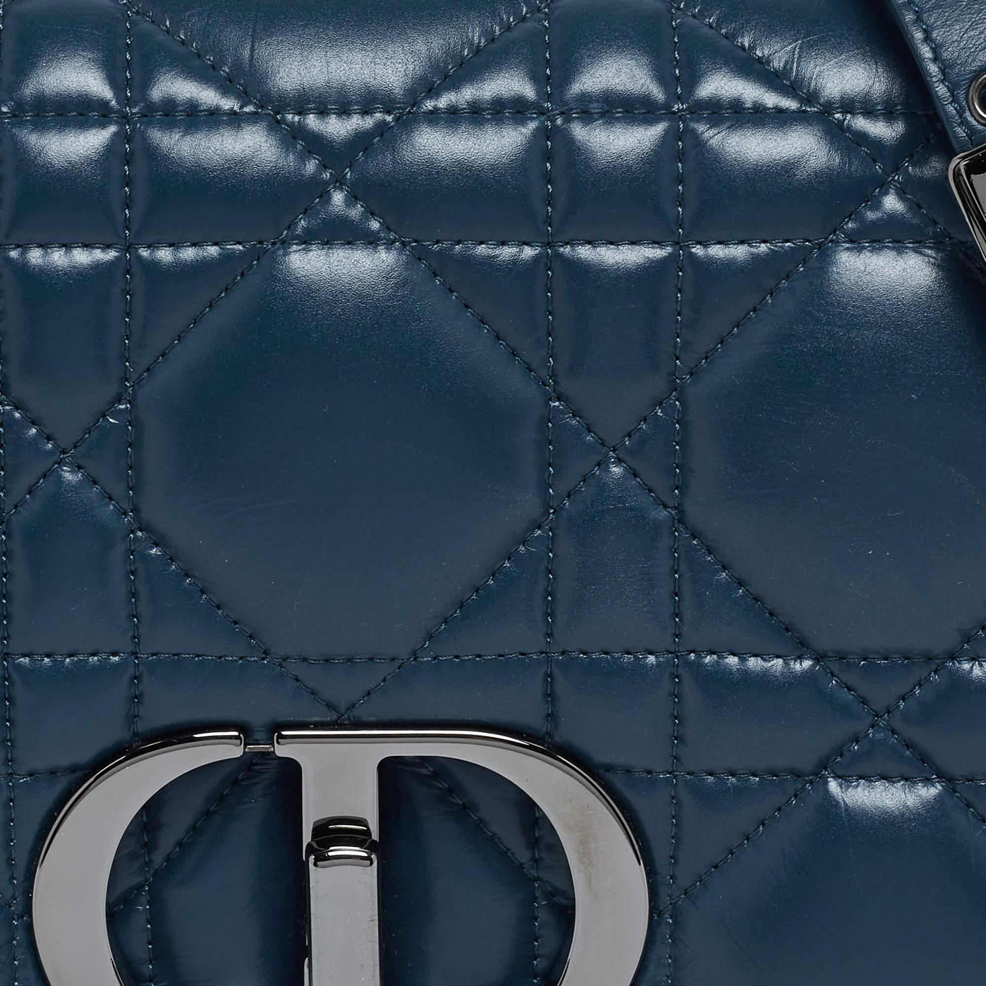 Dior Steel Blue Quilted Leather Medium Caro Shoulder Bag 5