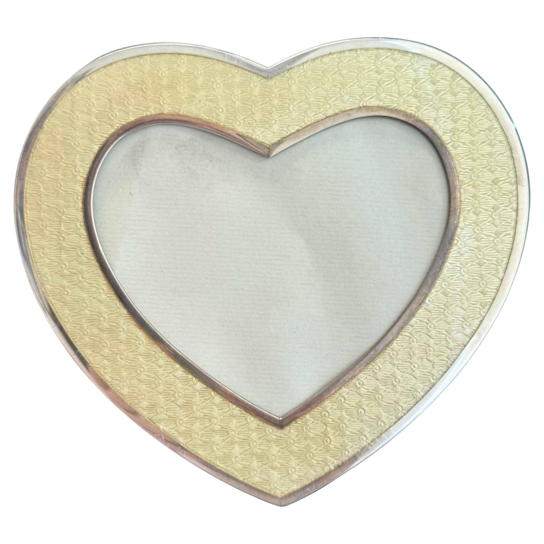 Dior Sterling Silver Enamel Italian Heart Frame For Sale