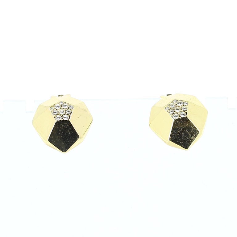 Dior Strass Earrings in Gold Tone Metal For Sale at 1stDibs