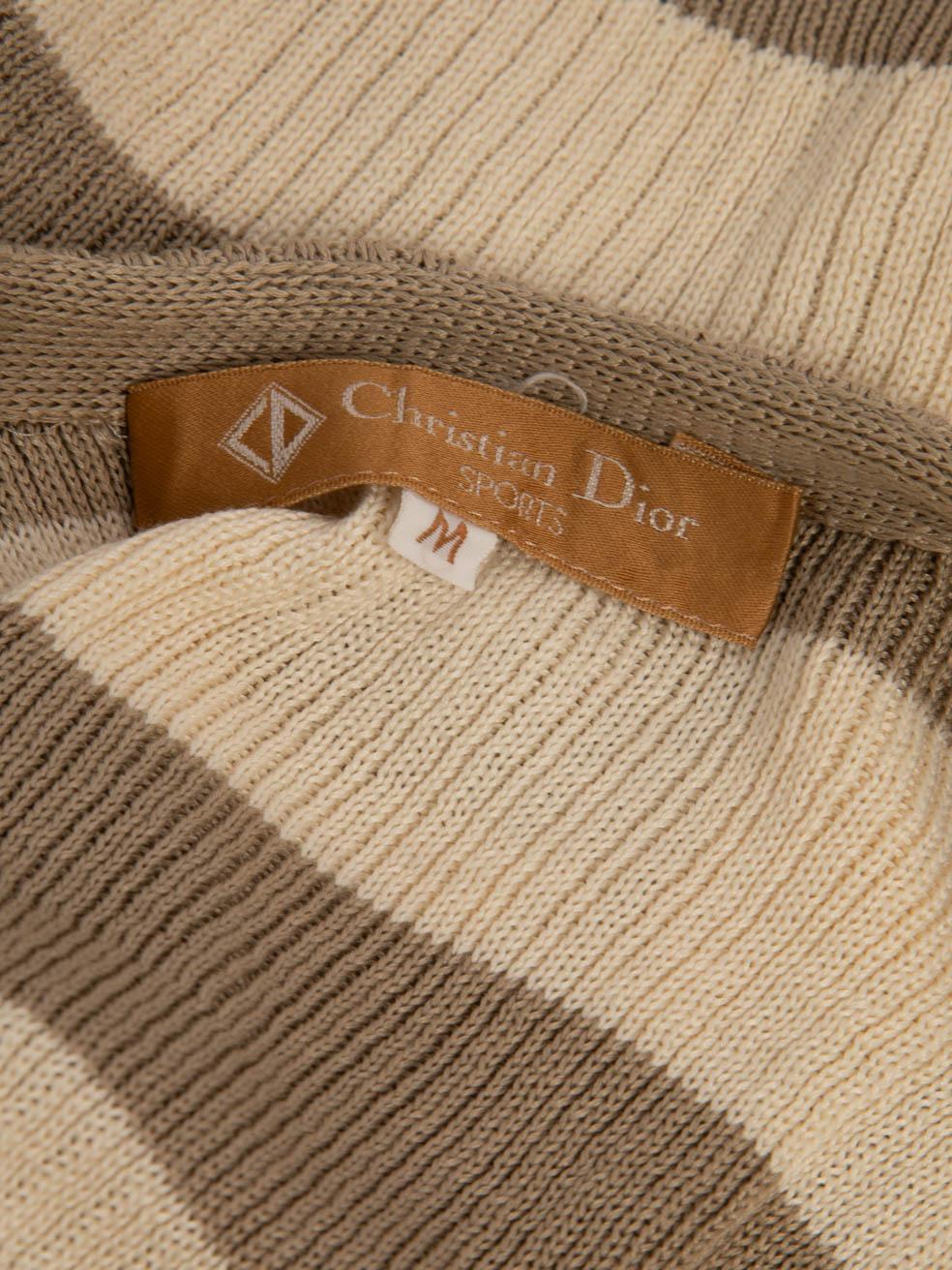 Donna Dior Striped Buttoned Shoulder Knit Jumper Size M in vendita