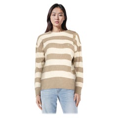 Dior Striped Buttoned Shoulder Knit Jumper Size M
