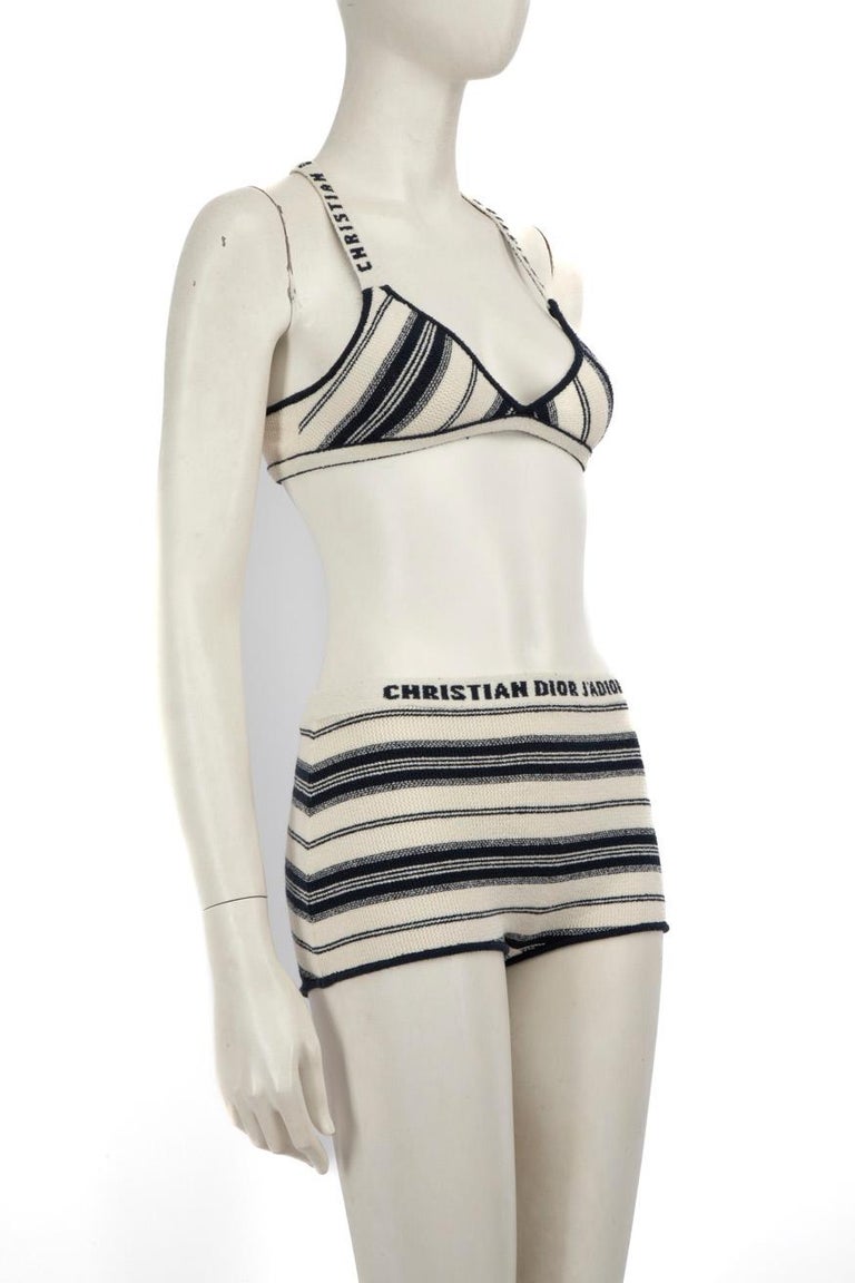 Dior Striped J‚'adior Embroidered Logo Co-ord Size S