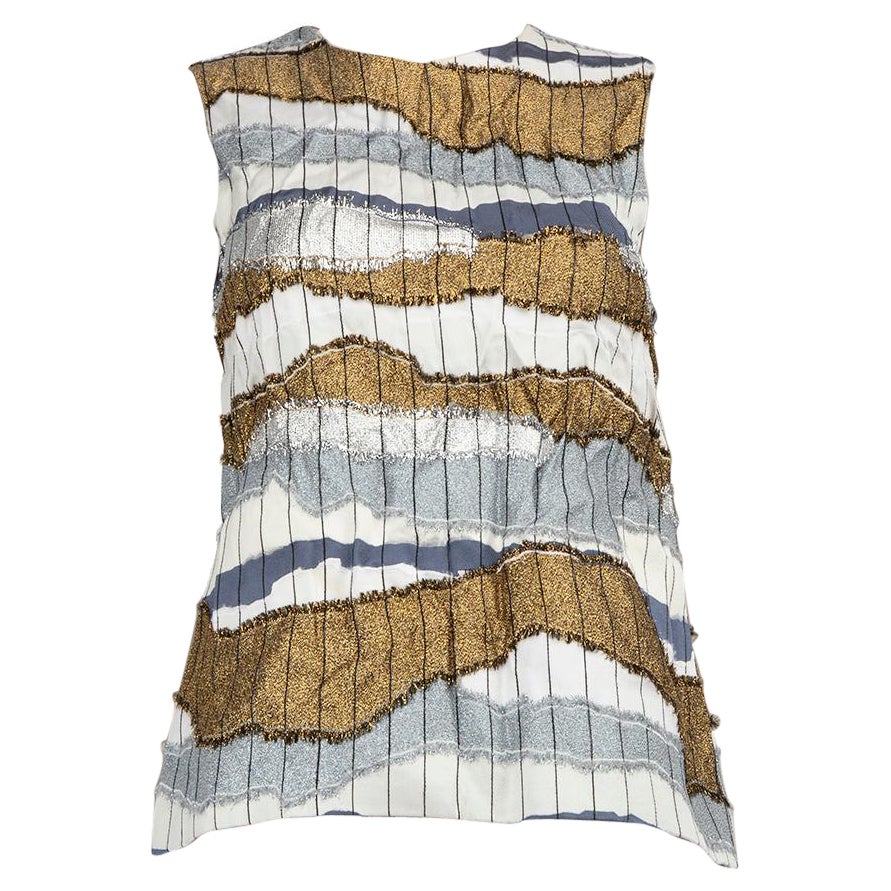 Dior Striped Pattern Metallic Sleeveless Top Size M