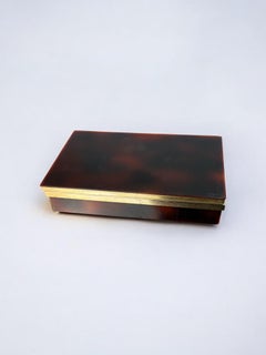 Dior Style Tortoise Shell Effect Jewelry Box, Italy, Circa 1970s