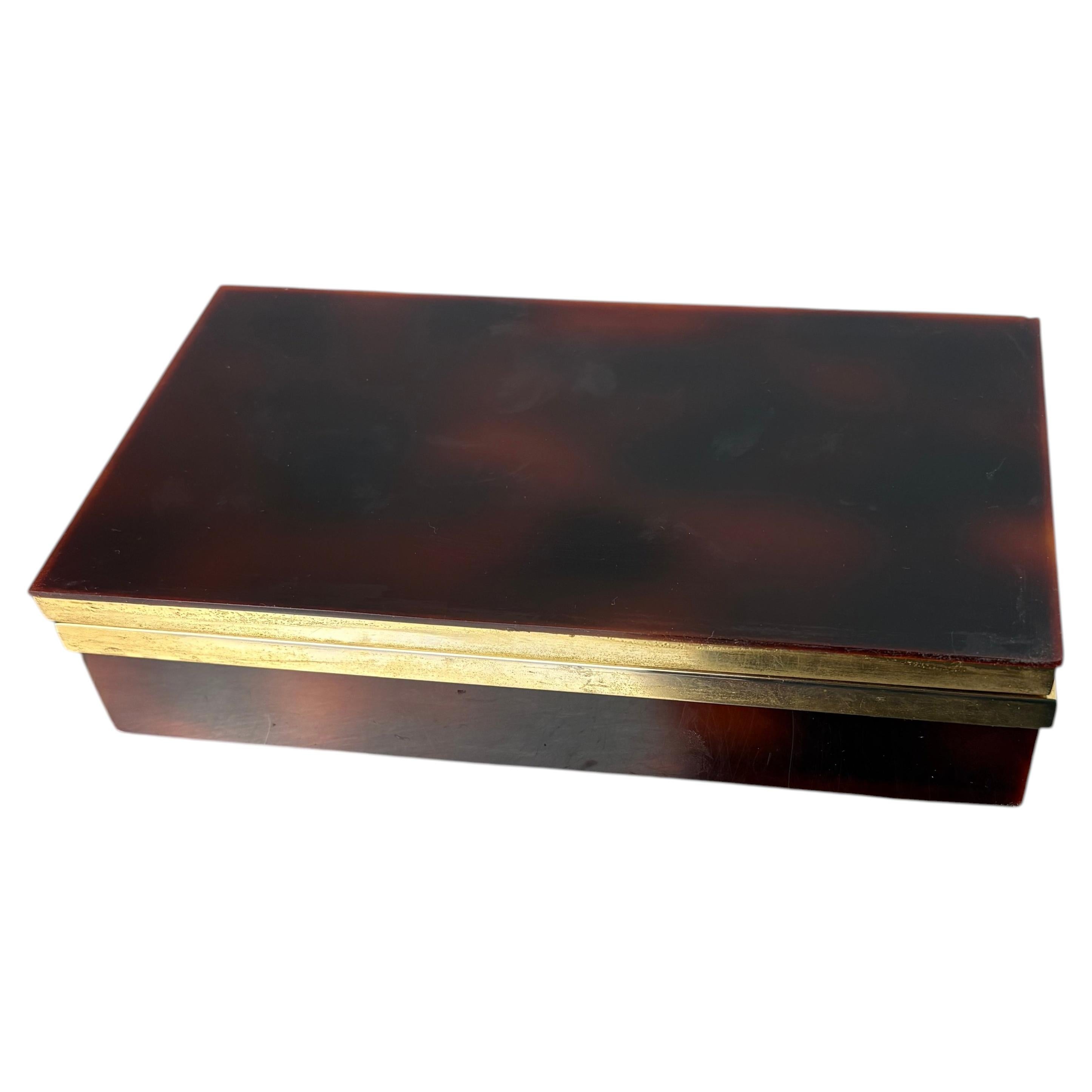 Dior Style Tortoise Shell Effect Jewelry Box, Italy, Circa 1970s