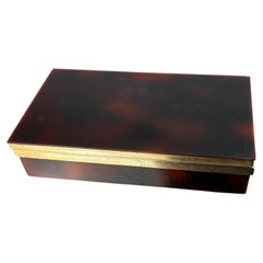 Dior Style Tortoise Shell Effect Jewelry Box, Italy, Circa 1970s