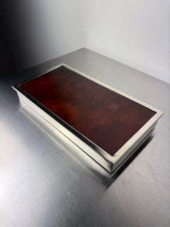 Caja de joyas estilo Dior con acabado de carey, cromada, Italia, década de los 70