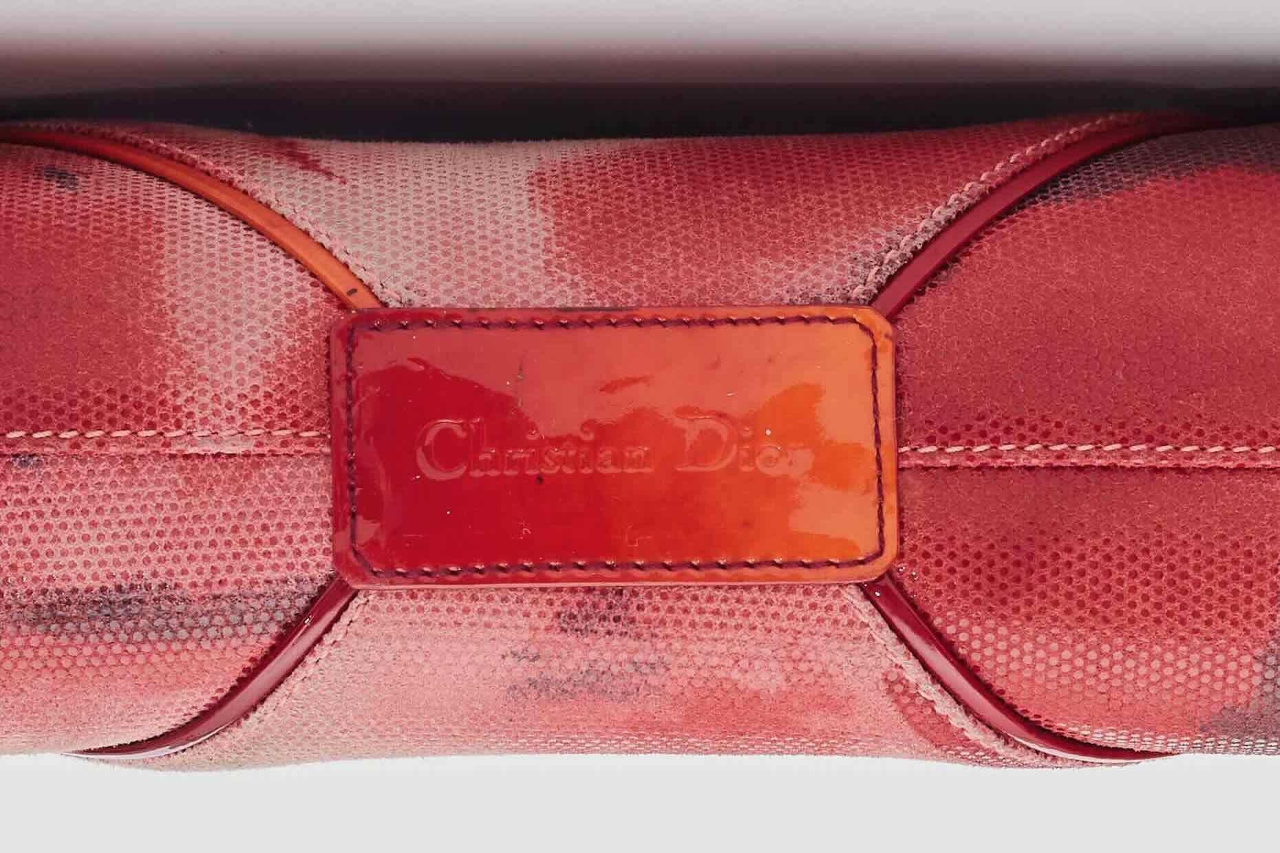 Dior Suede Oyster Multi Red Shoulder Bag For Sale 5