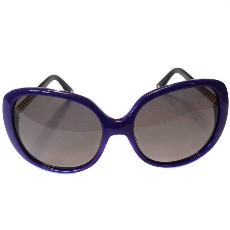 DIOR SUNGLASSES, Model Ever 1, in Purple Plexi and Gold Metal For Sale