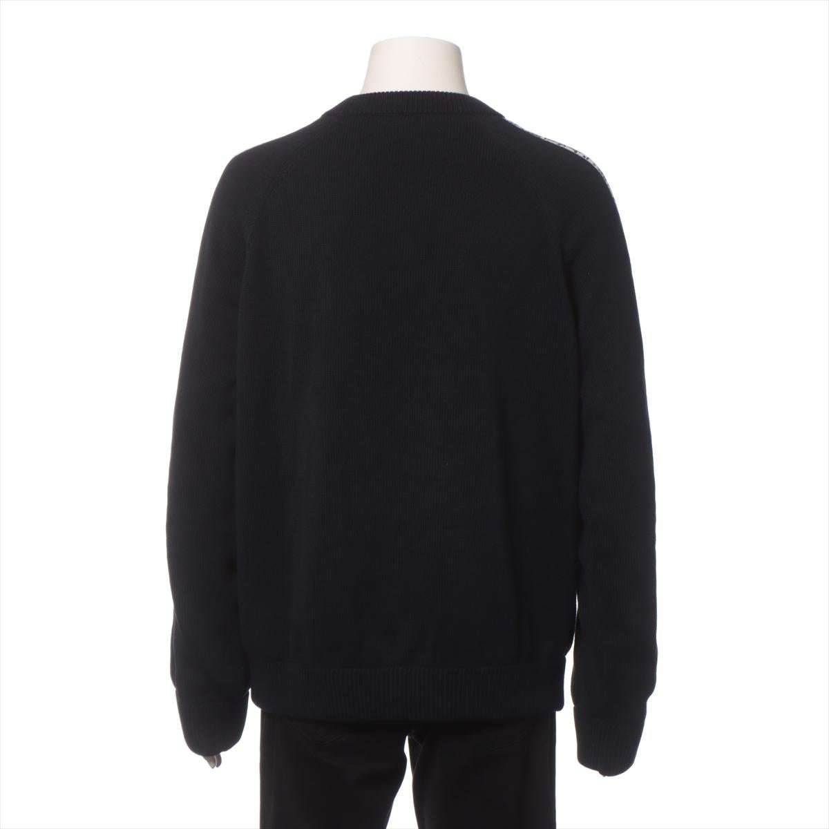 Dior Sweat-shirt Oblique Inserts en tricot de coton bleu marine Bon état à Humacao, PR