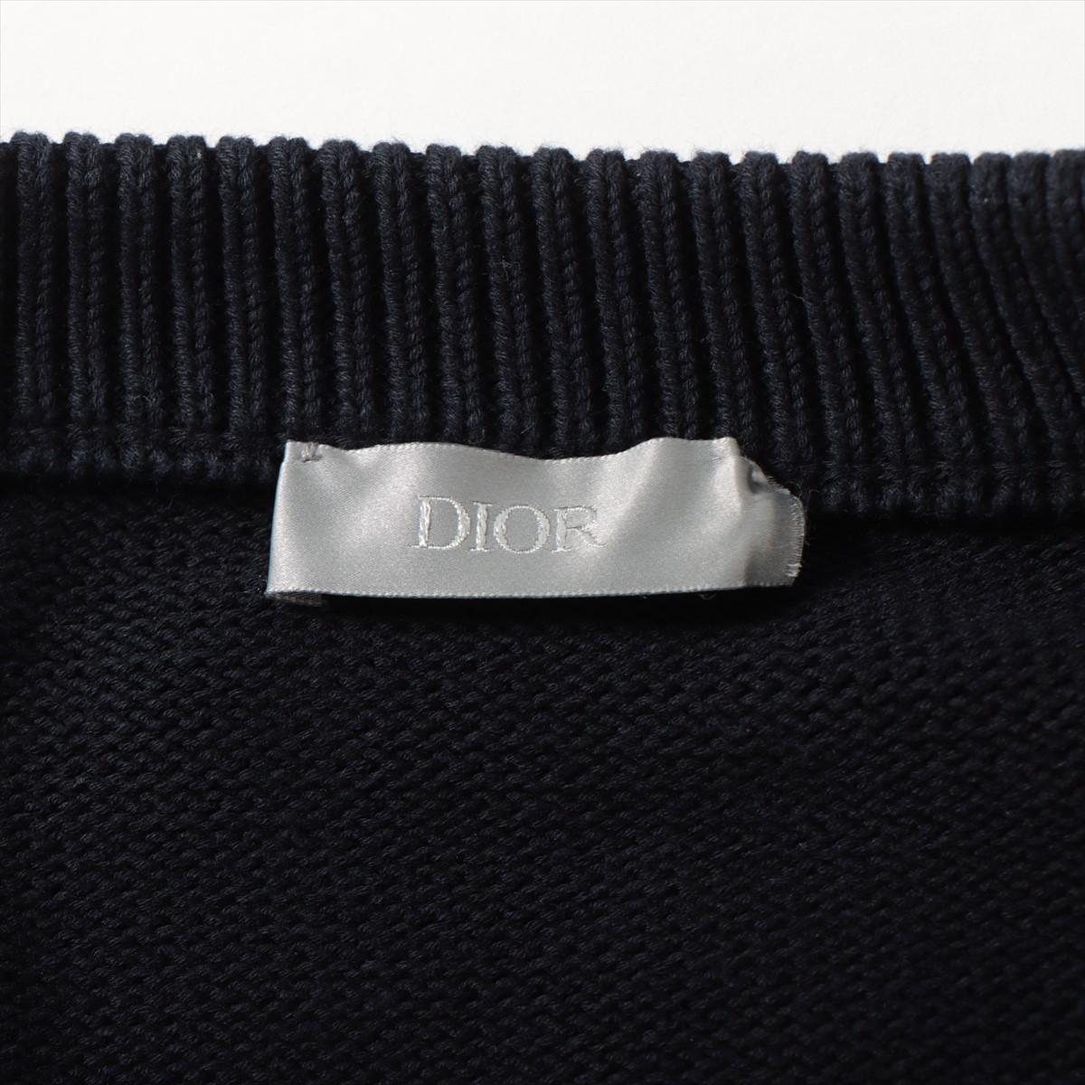 Dior Sweat-shirt Oblique Inserts en tricot de coton bleu marine 2