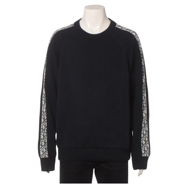 Dior Sweatshirt Oblique Inserts Cotton Knit Navy Blue