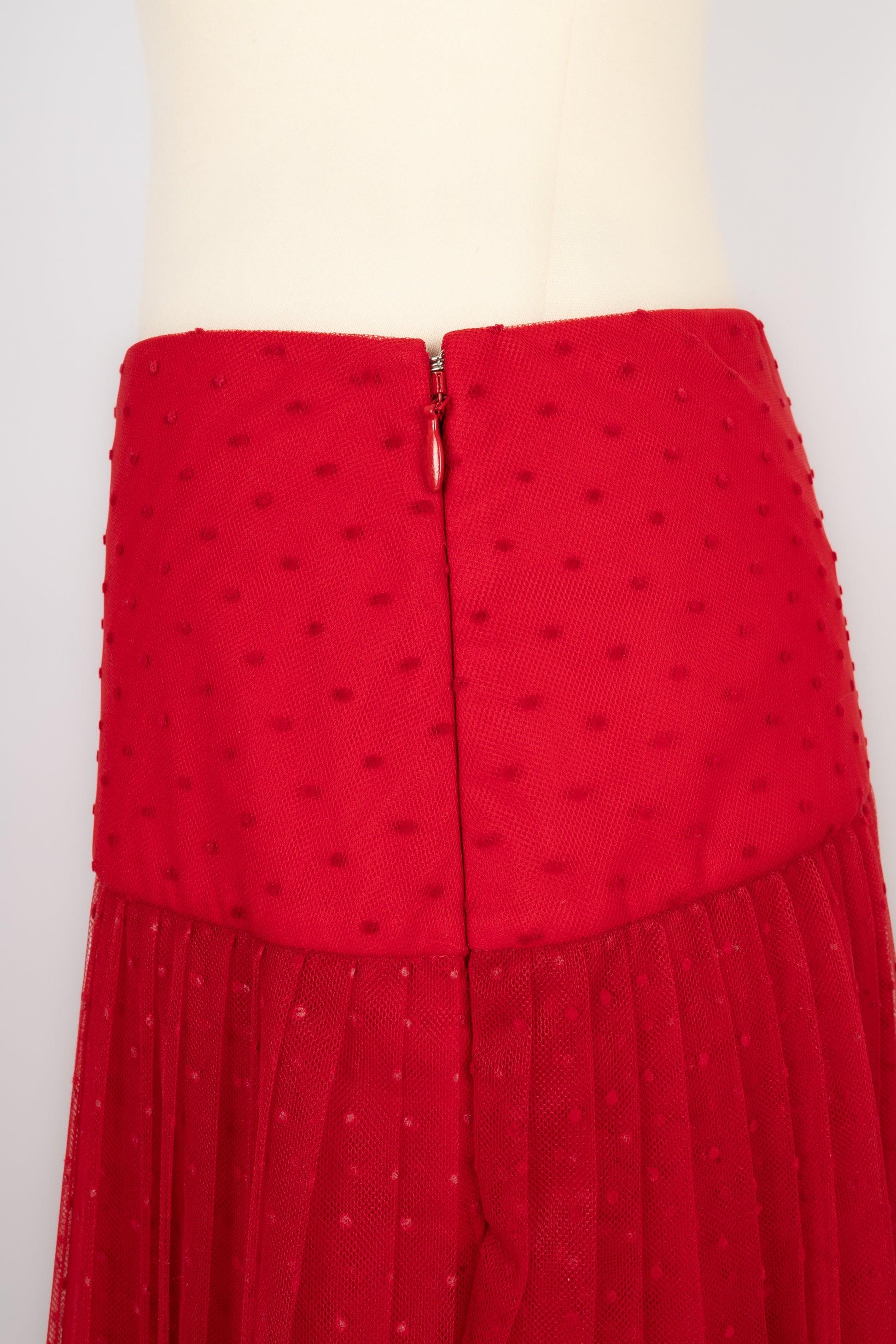 Dior Swiss Dot Langer roter Tüllrock Damen im Angebot