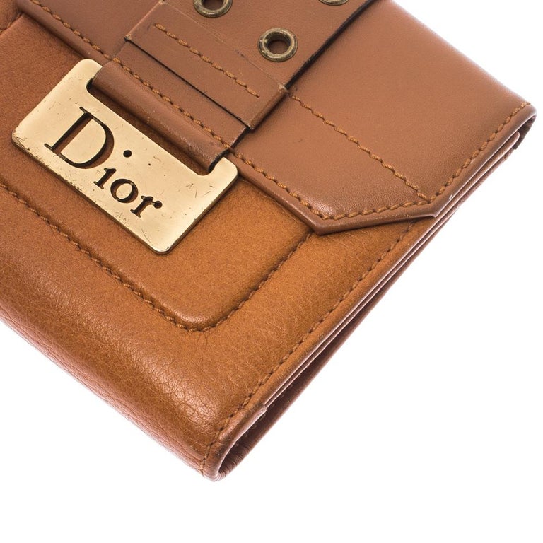 Dior Tan Leather Diorling Compact Wallet at 1stDibs